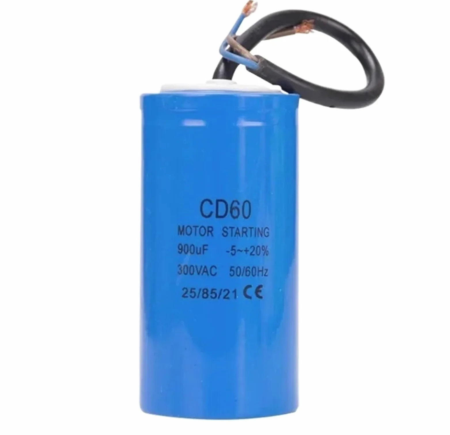 Condensador de arranque CD60 de 900 UF y 300 V CA for compresor de aire de motor de servicio pesado (dos cables)