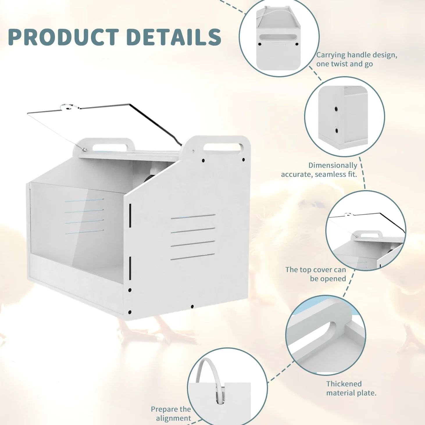 Equipo para incubadoras de Pollitos de Aves de Corral | caja de cría de pollitos, caja de cría con abertura transparente, con termómetro y lámpara para