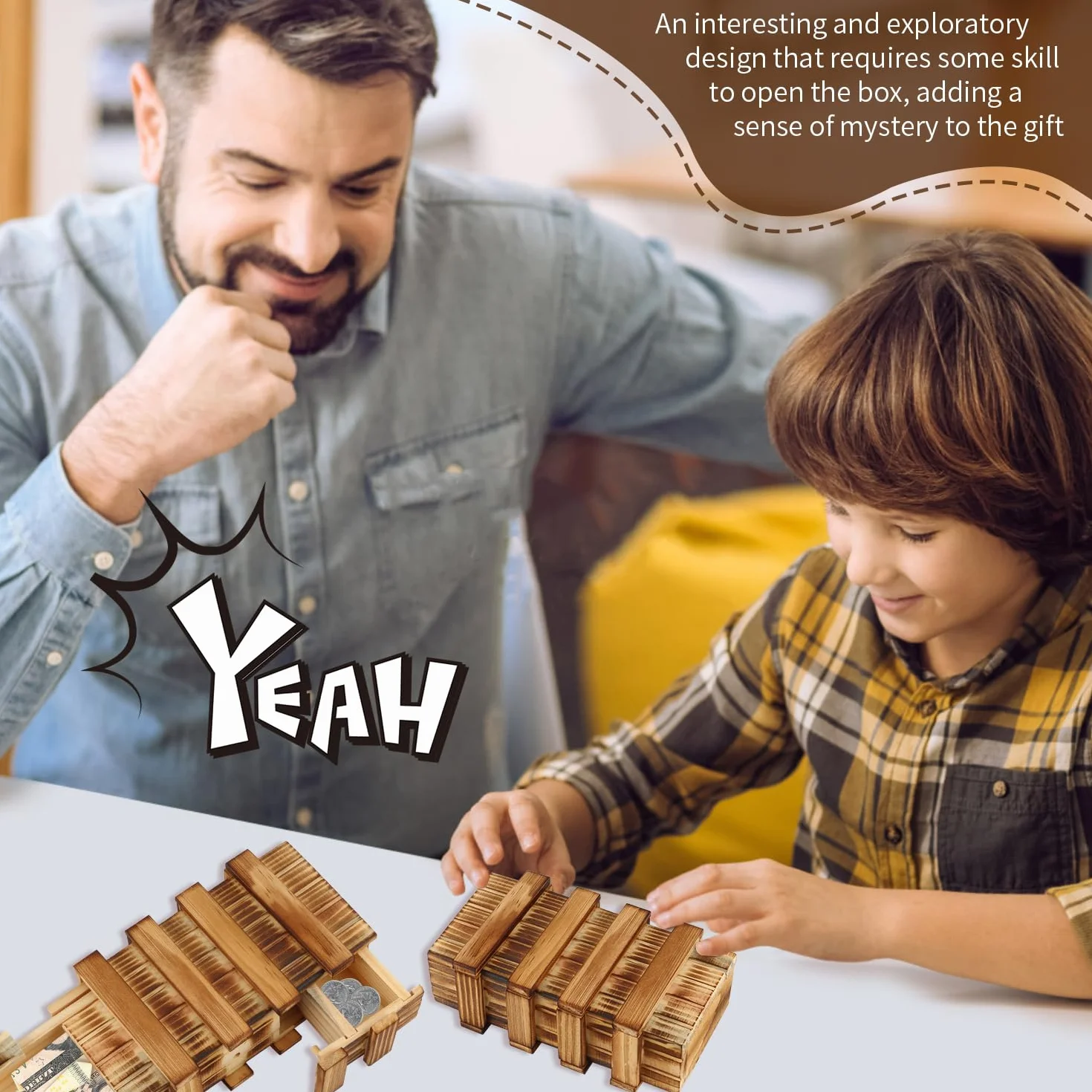 Caja de Regalo de Madera Mágica con 2 Compartimentos Secretos para Adultos Niños