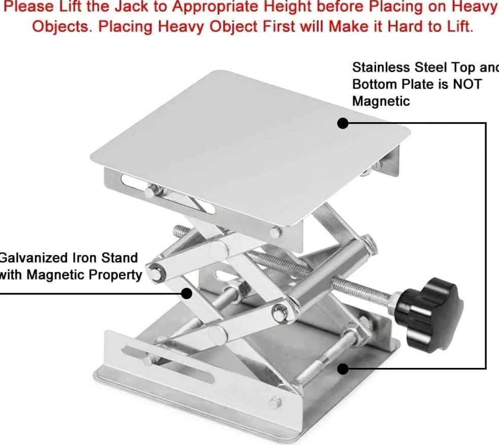 Mesa de elevación manual, plataforma de elevación de tijera de acero inoxidable para coches RC y laboratorio, alta capacidad de carga, 30 x 30 cm