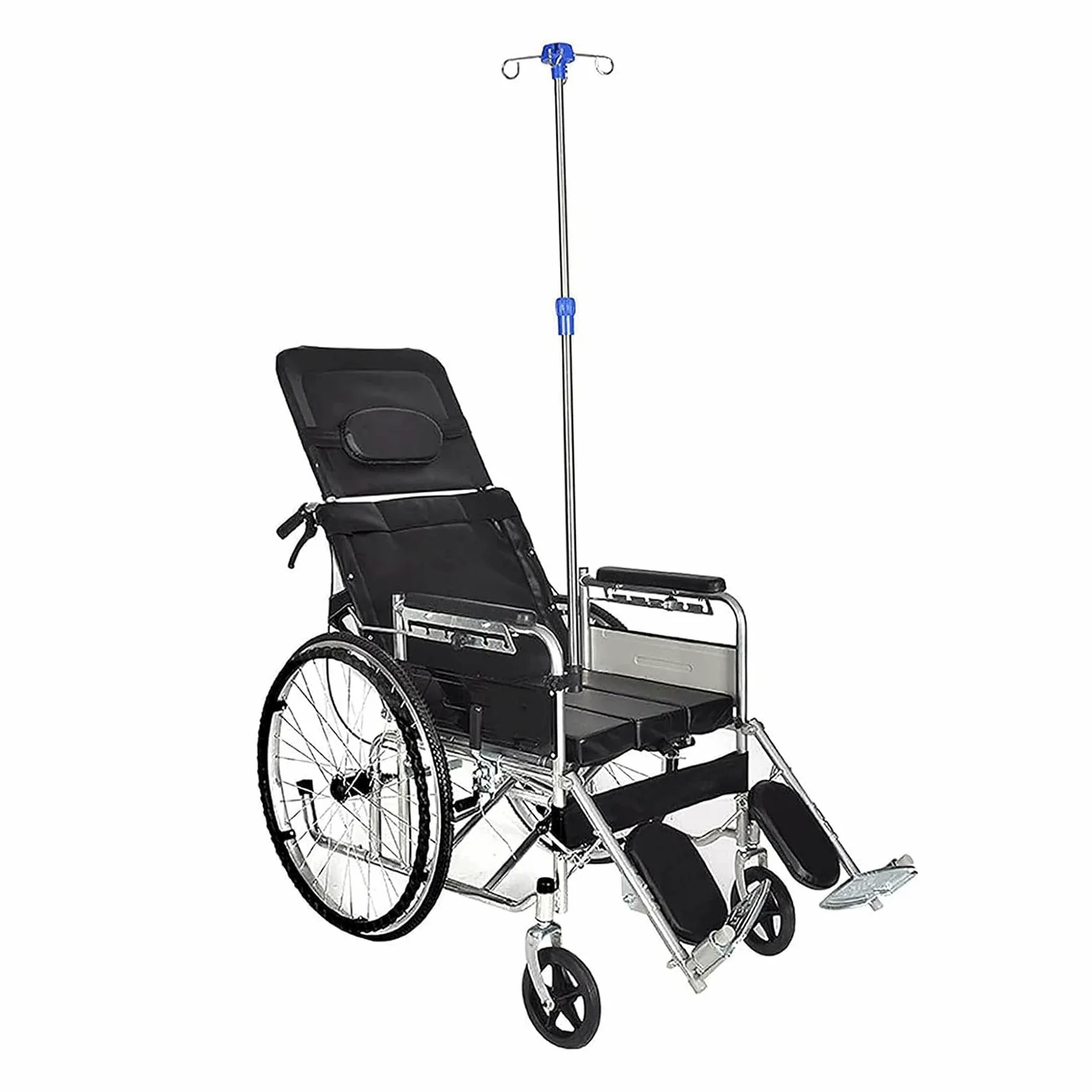 Soporte IV de Acero Inoxidable para Silla de Ruedas, Soporte para Bolsa IV, 4 Ganchos, Soporte para infusión Ajustable en Altura, 2 uds.
