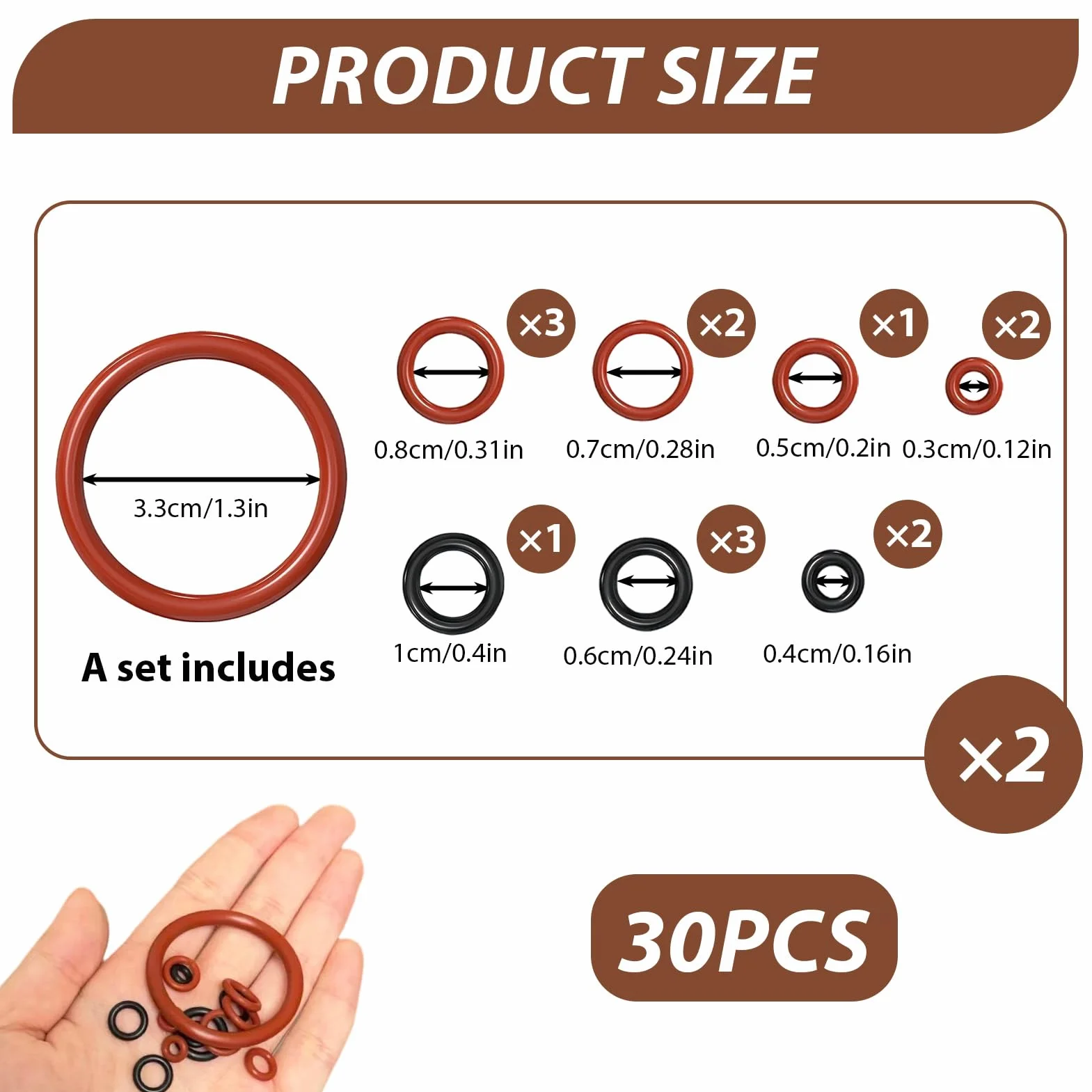 Juntas Tóricas Saeco 30 Unidades Silicona O-Rings Kit Mantenimiento Compatible Cafeteras Automáticas Negro Rojo