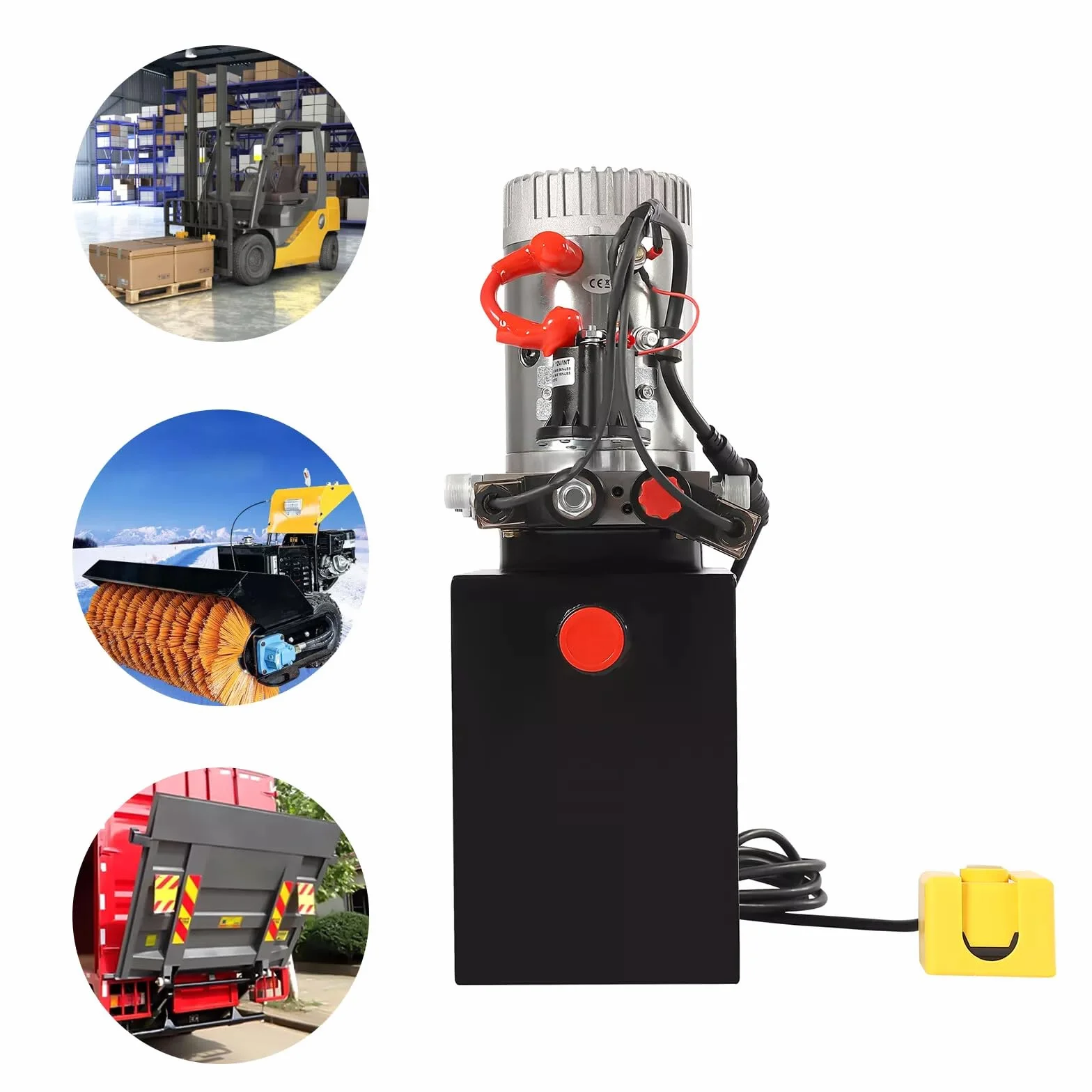 Agregado hidráulico de 12V Bomba hidráulica de 2850R/MIN Bomba hidráulica de doble efecto Paquete de potencia hidráulica Bomba de remolque basculante con control remoto