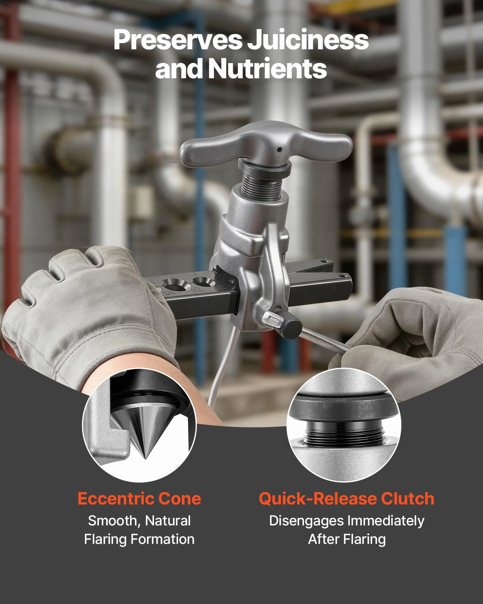 VEVOR Abocardador Tubo, Herramienta de Abocardado HVAC 4,76 a 19,05 mm, 45 Grados Cono Excéntrico, Kit para Tubos de Cobre y Aluminio sin Cortatubos para Reparación de Aire Acondicionado Refrigeración