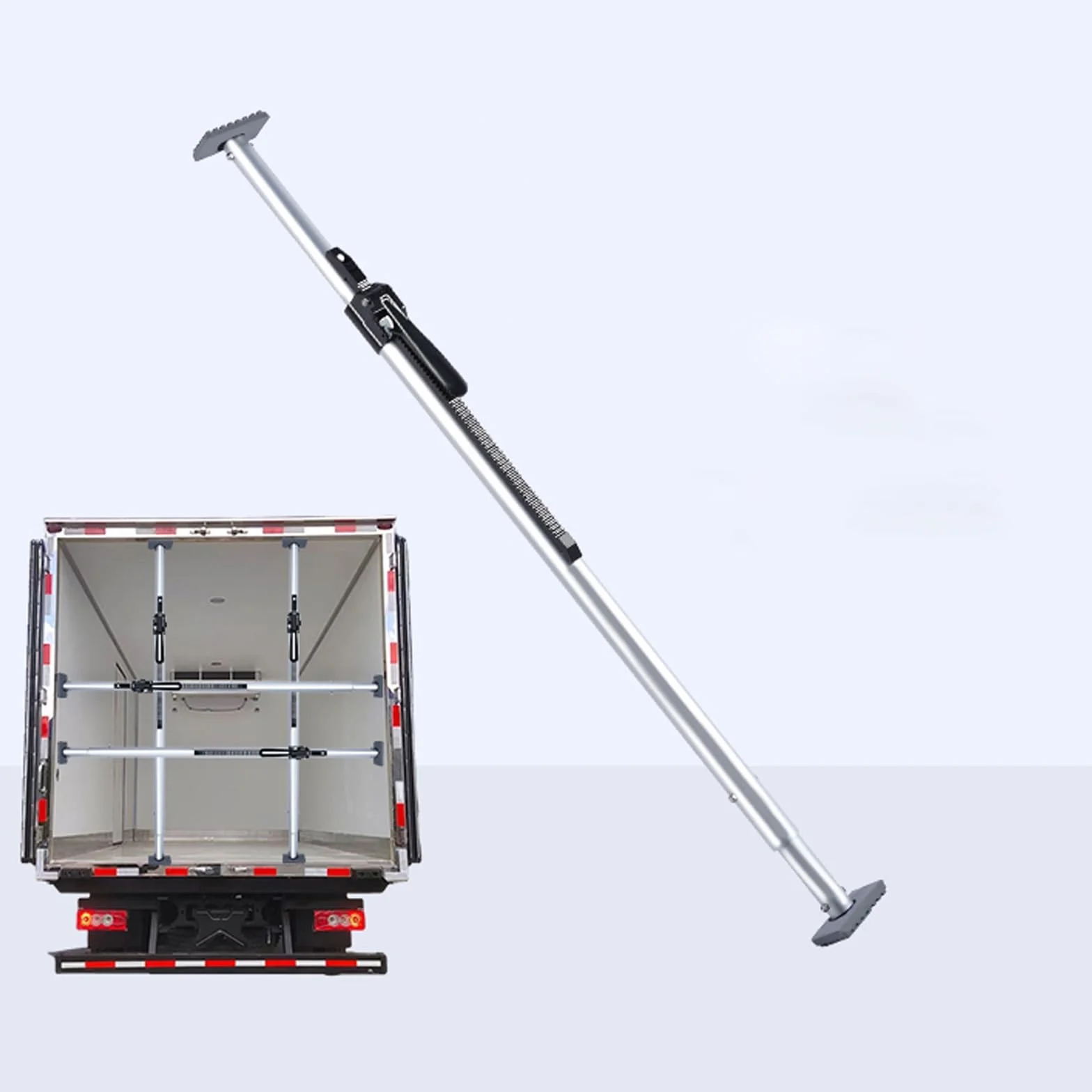 Barra de carga para caja de camión, poste divisor ajustable de acero resistente para un transporte seguro, separador antideslizante para SUV, ideal para contenedores refrigerados