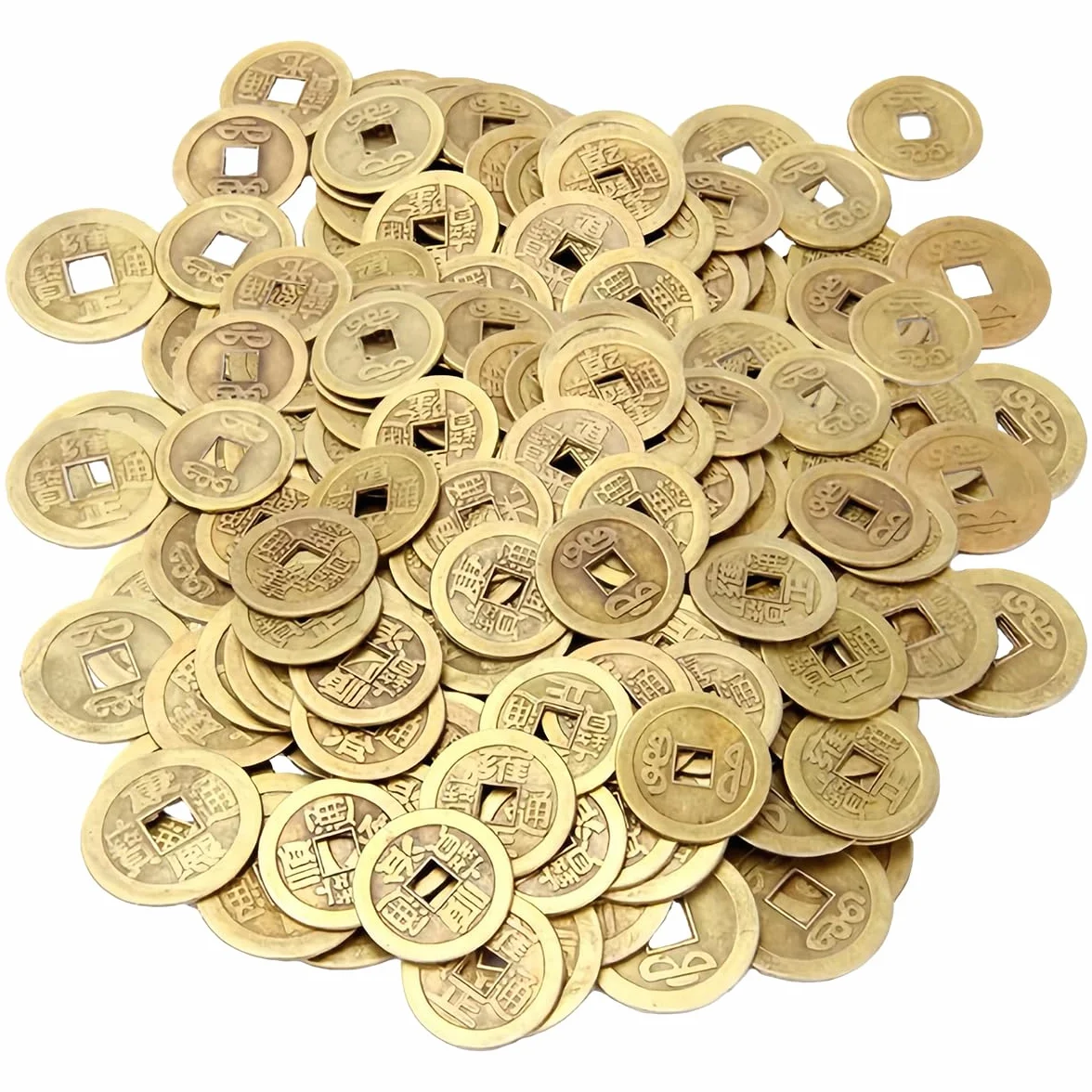 Monedas Chinas Feng Shui 100 Piezas 2.4cm Cobre Suerte Salud Riqueza