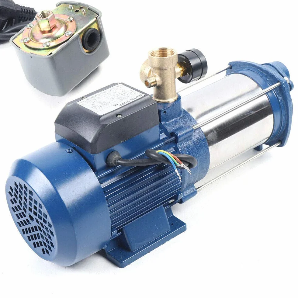 Bomba de jardín 4000 l/h, bomba centrífuga con interruptor de presión, 1800 W, bomba de agua centrífuga de acero inoxidable, bomba centrífuga de jardín, bomba centrífuga para casa, jardín