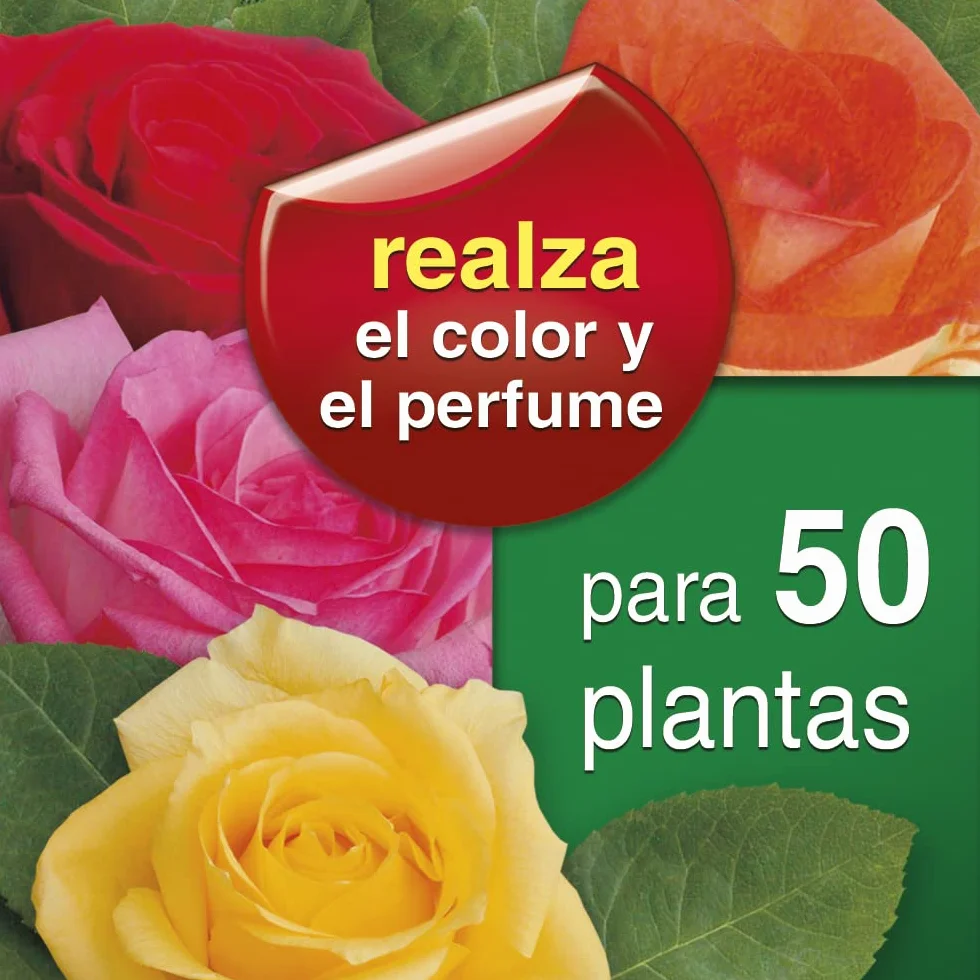 Abono Granulado para Rosales y Arbustos con Magnesio y Azufre Mejora Color y Perfume 50 Plantas 7x18x25.5 cm