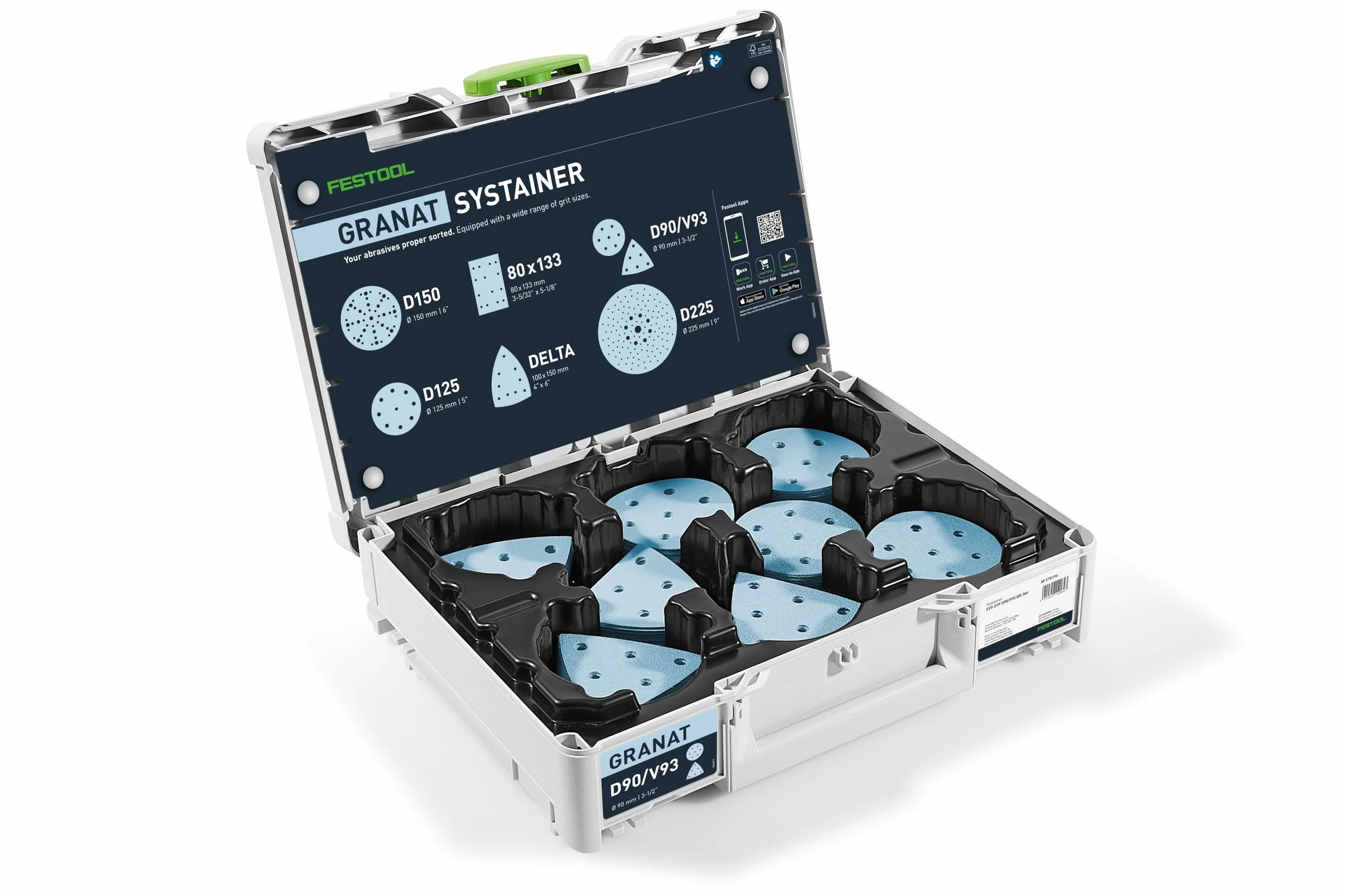 Festool Systainer³ para abrasivos SYS-STF D90/V93 GR-Set