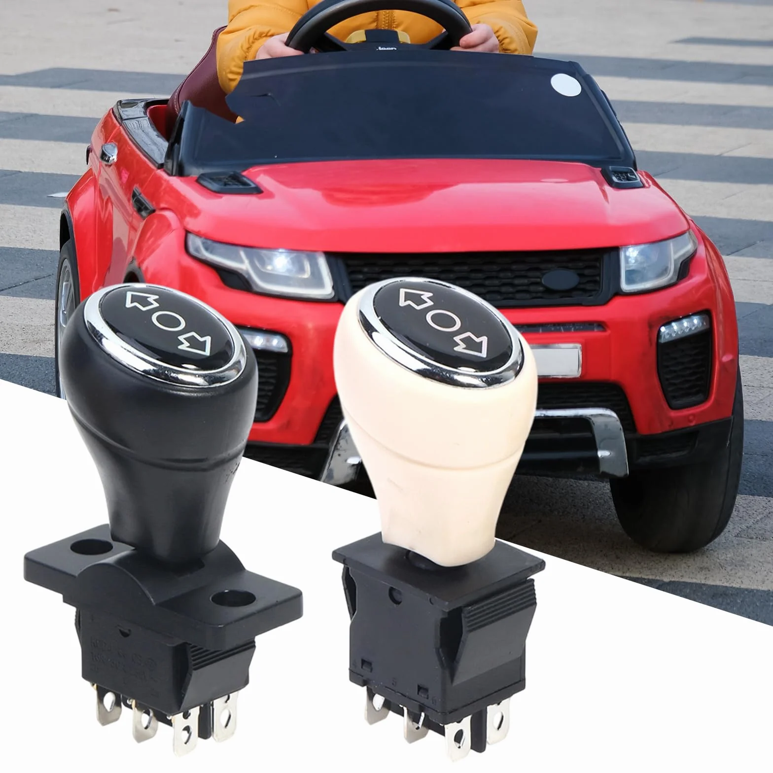 Selector hacia adelante y hacia atrás para coche de juguete eléctrico 3 posiciones plástico resistente al desgaste mecanismo de seguridad