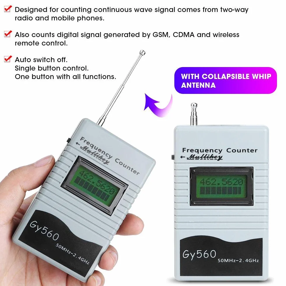 EBTOOLS GY560 Medidor de frecuencia de radio 50Mhz a 2.4Ghz Contador portátil