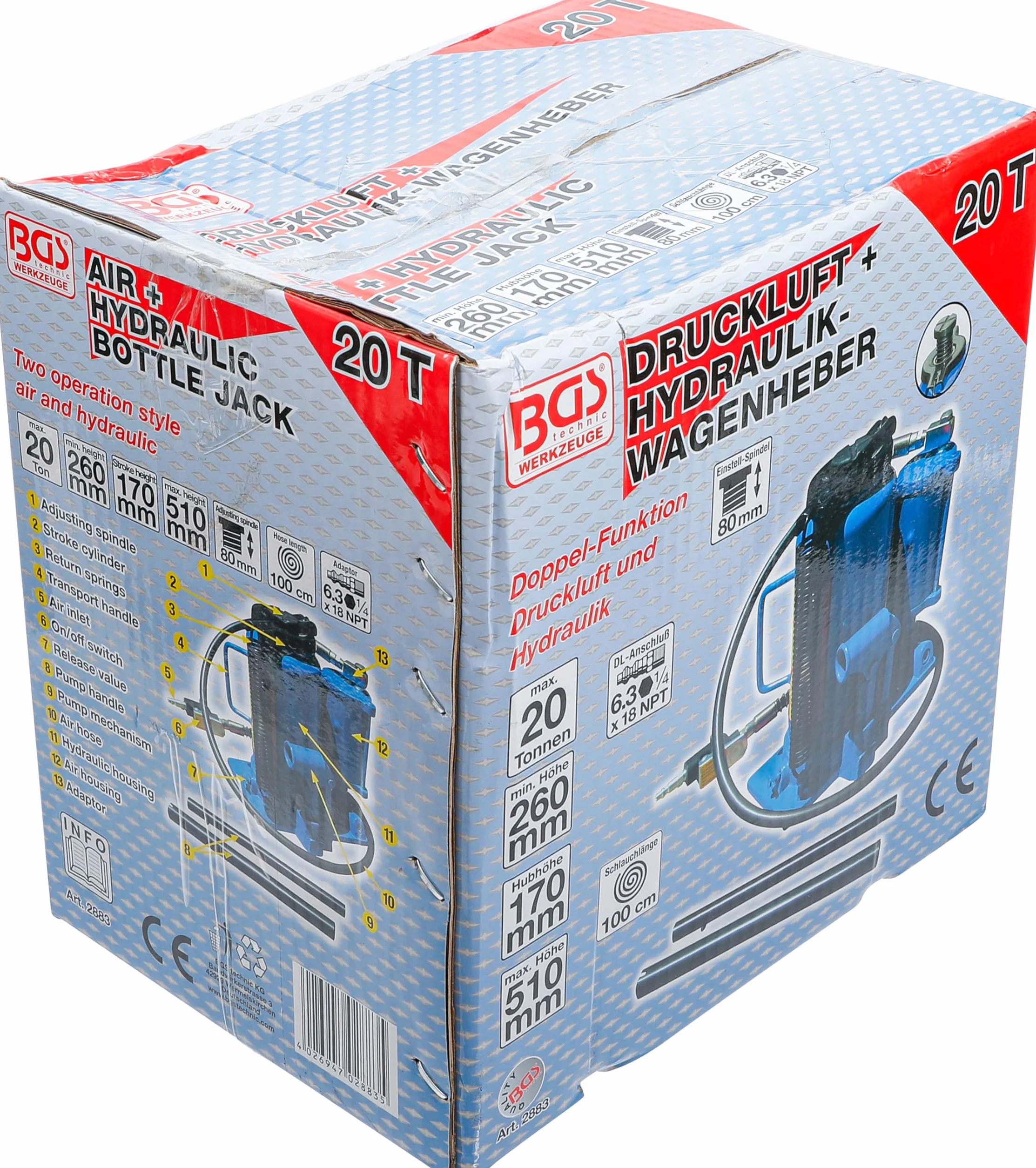 BGS 2883 | Gato de botella neumático | 20 t