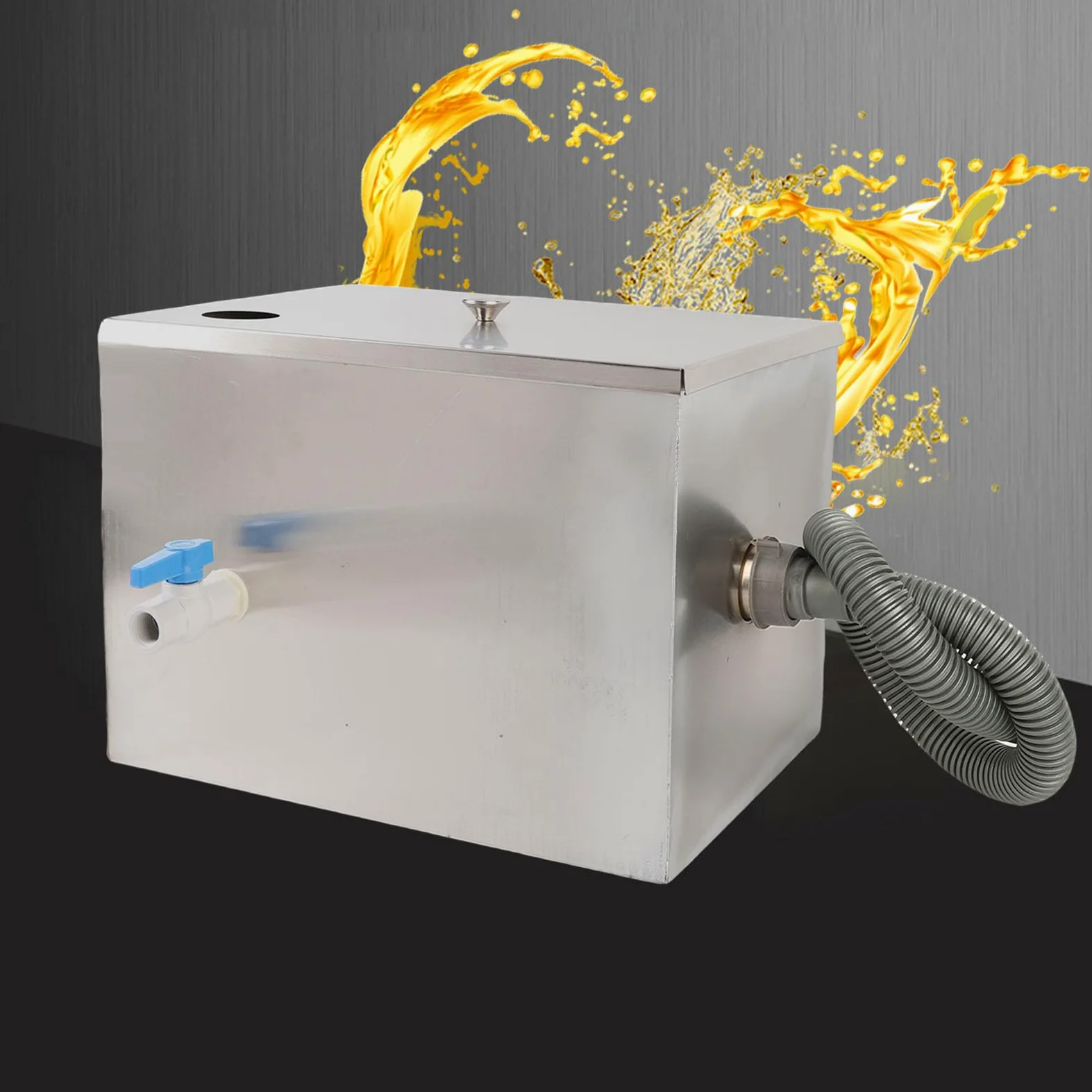 Trampa De Grasa Comercial, Bajo El Fregadero De Acero Inoxidable De Aguas Residuales De Aceite Separador De Agua Con Entrada Superior 4 Gpm 40x30cm Un Solos Agujero Para