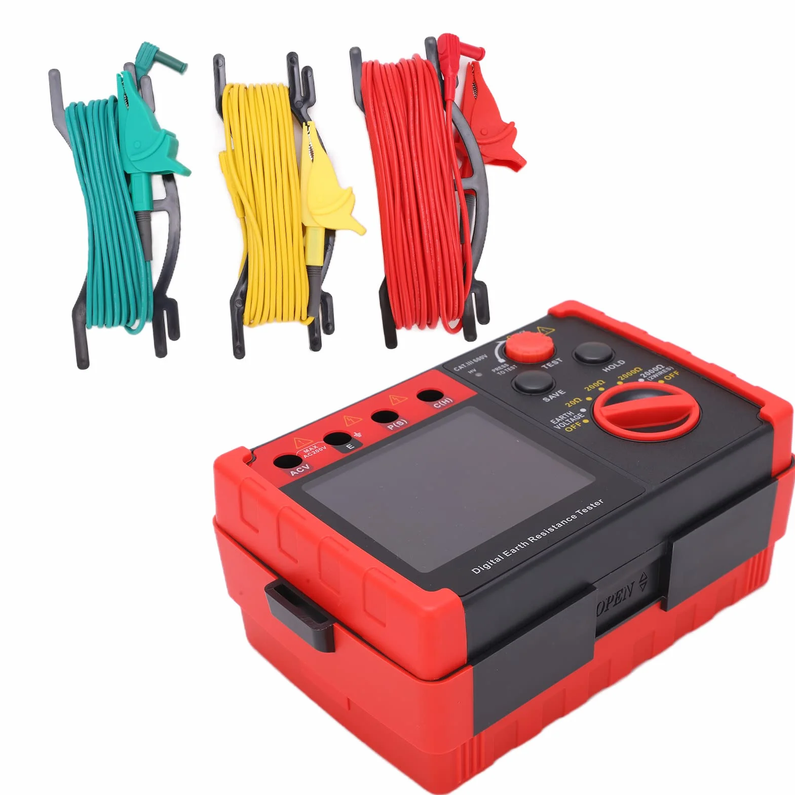 Probador de Tierra Digital GT5105A, Medidor de Tierra Profesional con Seguridad de Aislamiento Reforzado y Almacenamiento de Datos, para Medición de Voltaje y Resistividad de