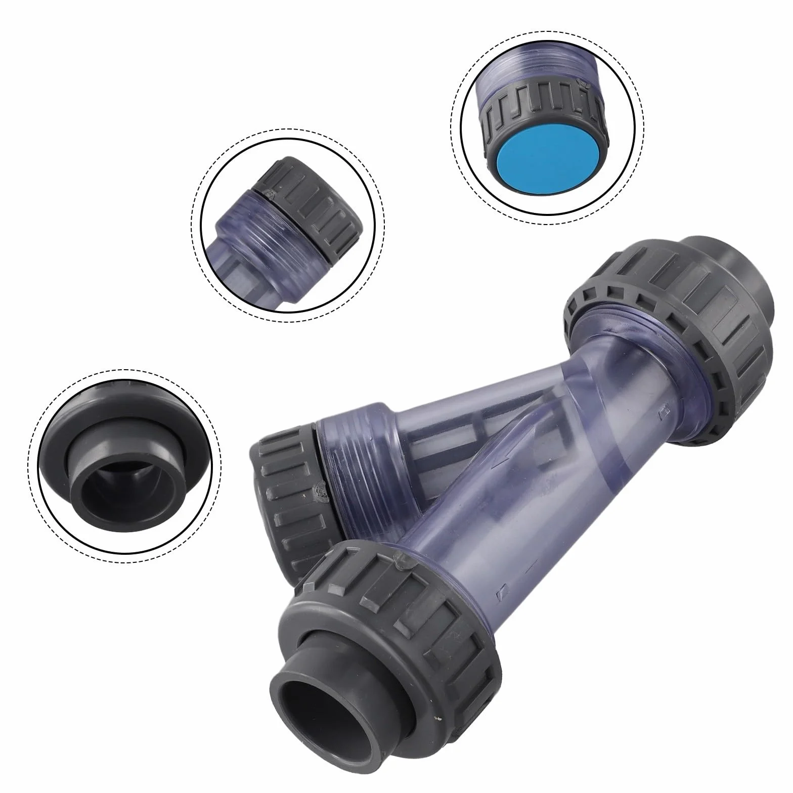 Filtro Transparente PVC 20-63mm Purificador Agua Potable Diámetro Interno 50mm