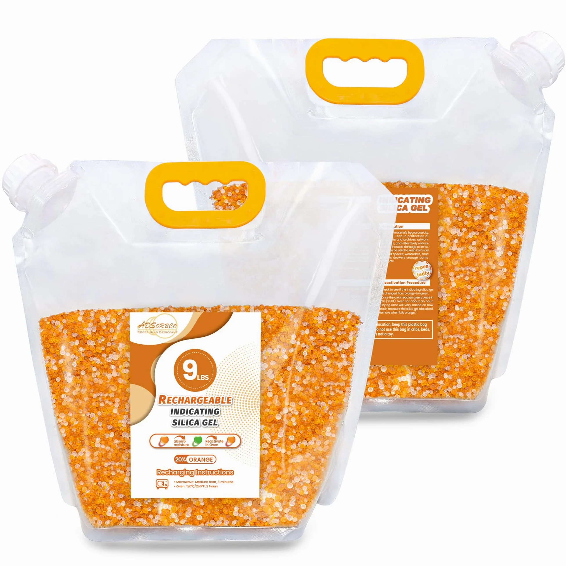 Cuentas desecantes de gel de sílice, cuentas desecantes reutilizables de 3 mm para filamento 3D, electrónica, cámaras, joyas y cajas fuertes (mezcla de naranja y blanco, 9 libras)