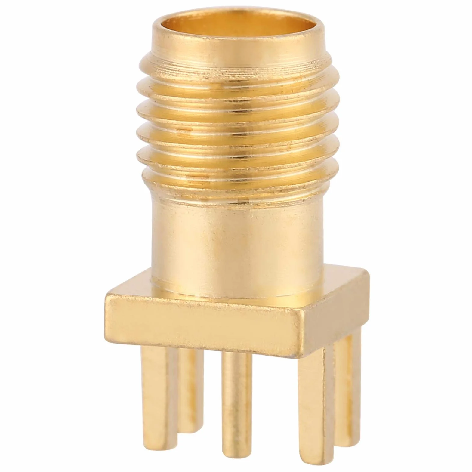 Yosoo SMA Connector, Conector de Enchufe SMA de latón de 10 Piezas, Conectores Hembra SMA PCB de Montaje en Conectores RF de 50 ohmios para módulos inalámbricos