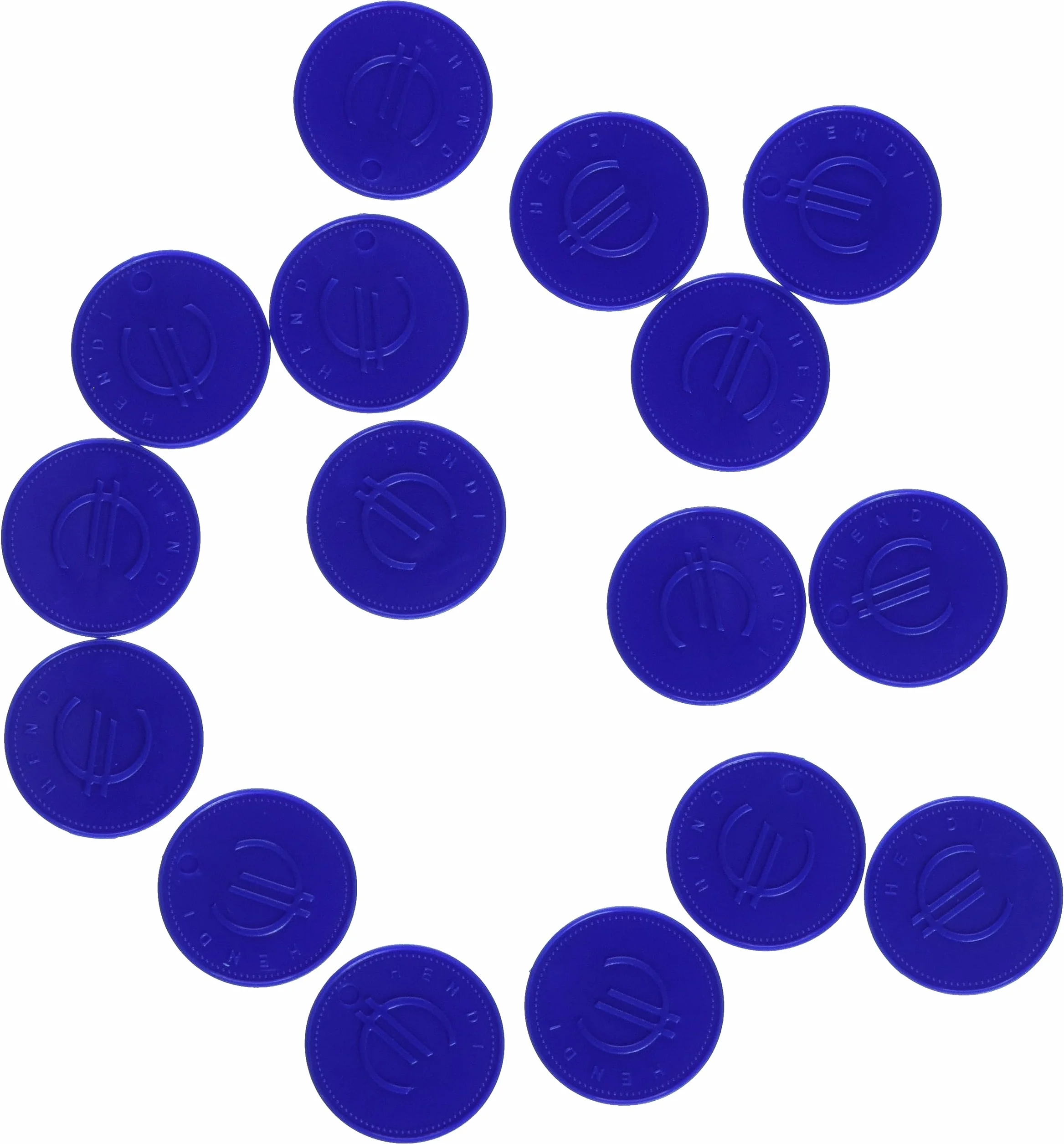 HENDI Fichas plásticas grabadas con símbolo del euro, BarUp, reutilizables, 100 uds, ⌀25mm, ABS, azul