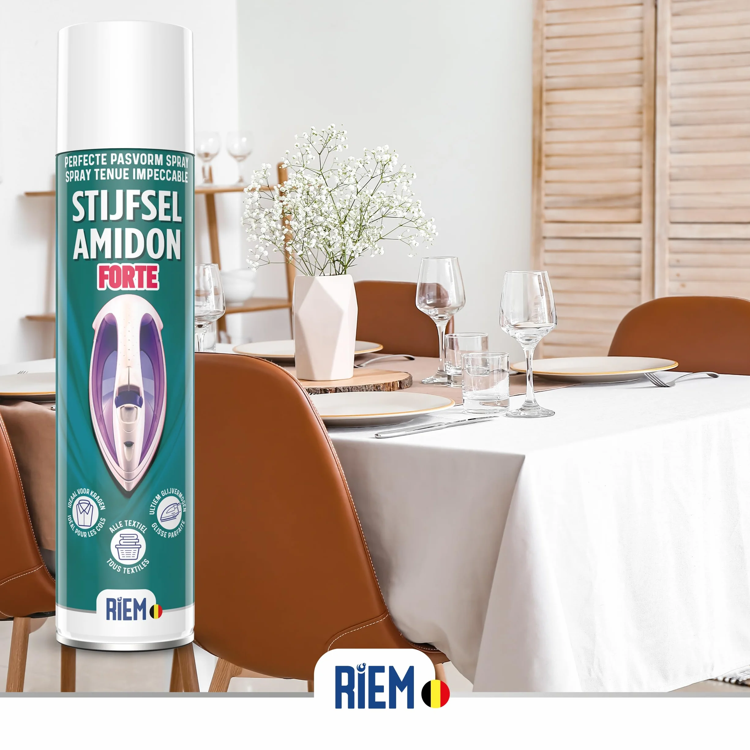 RIEM Almidón fuerte 400 ml Spray impecable para textiles naturales y sintéticos