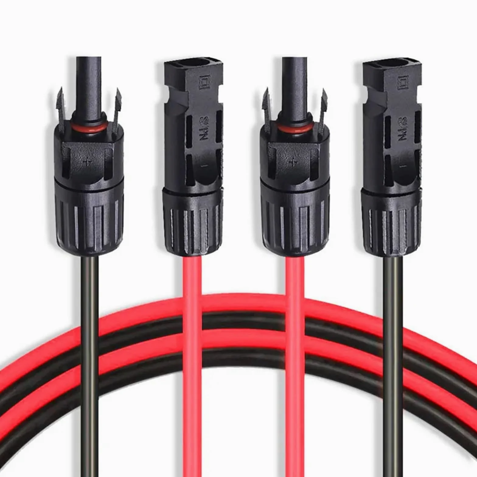 1 par de cables de extensión para panel solar, alambre de cobre, 6, 4, 2,5 mm², 10, 12, 14 AWG, negro y rojo, con conectores de cables solares fotovoltaicos (6 m rojo y 6 m negro, 12 AWG-4 mm2)