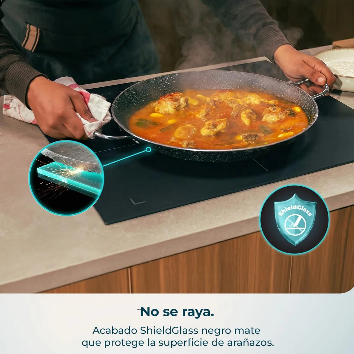 Cecotec Placa de Inducción 4 Fuegos Bolero Squad I 4700 TitanicZone ShieldGlass 7400W Touch Slider Control