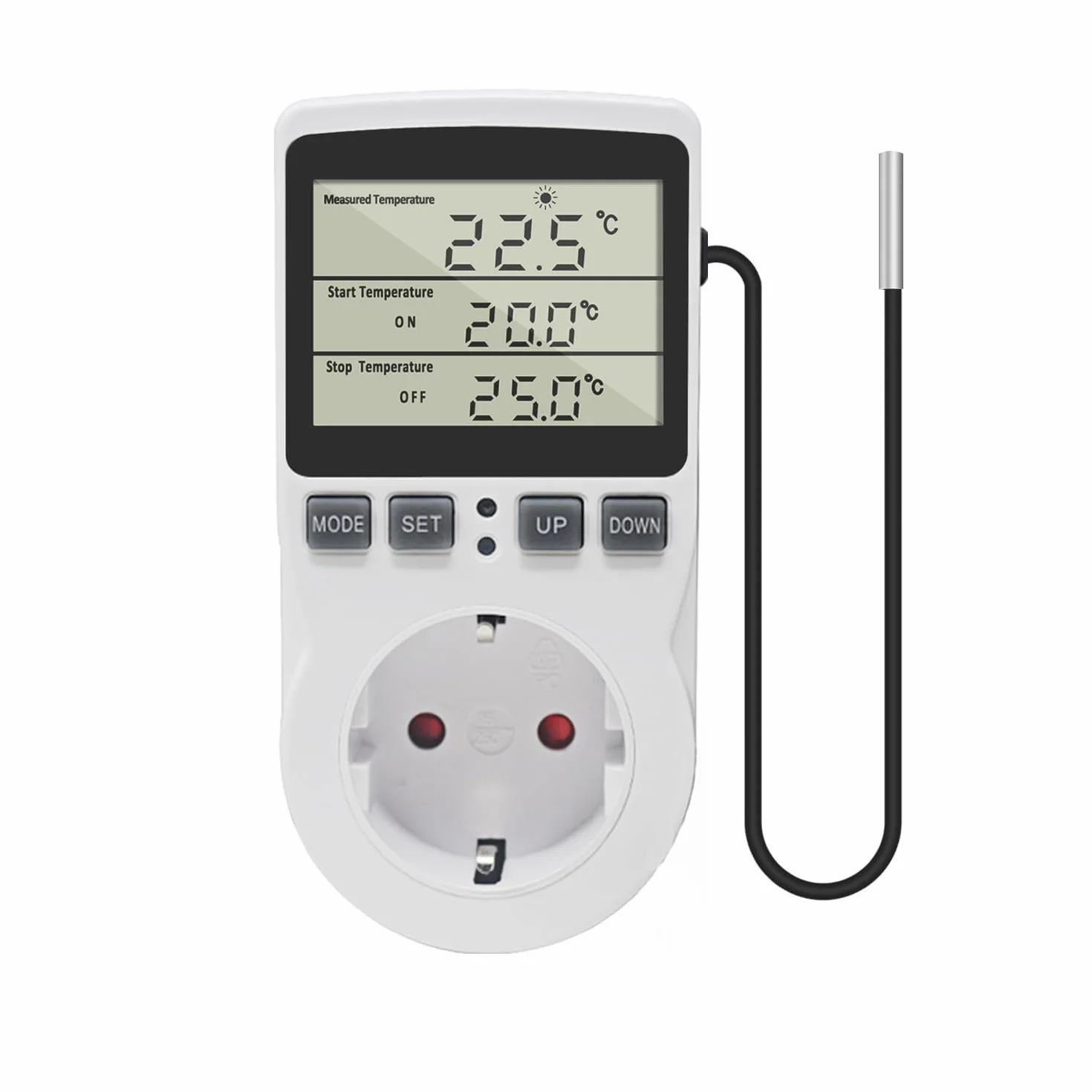 KETOTEK Enchufe Termostato Digital Sonda 220V Control Temperatura Calefacción Enfriamiento Incubadora Invernadero
