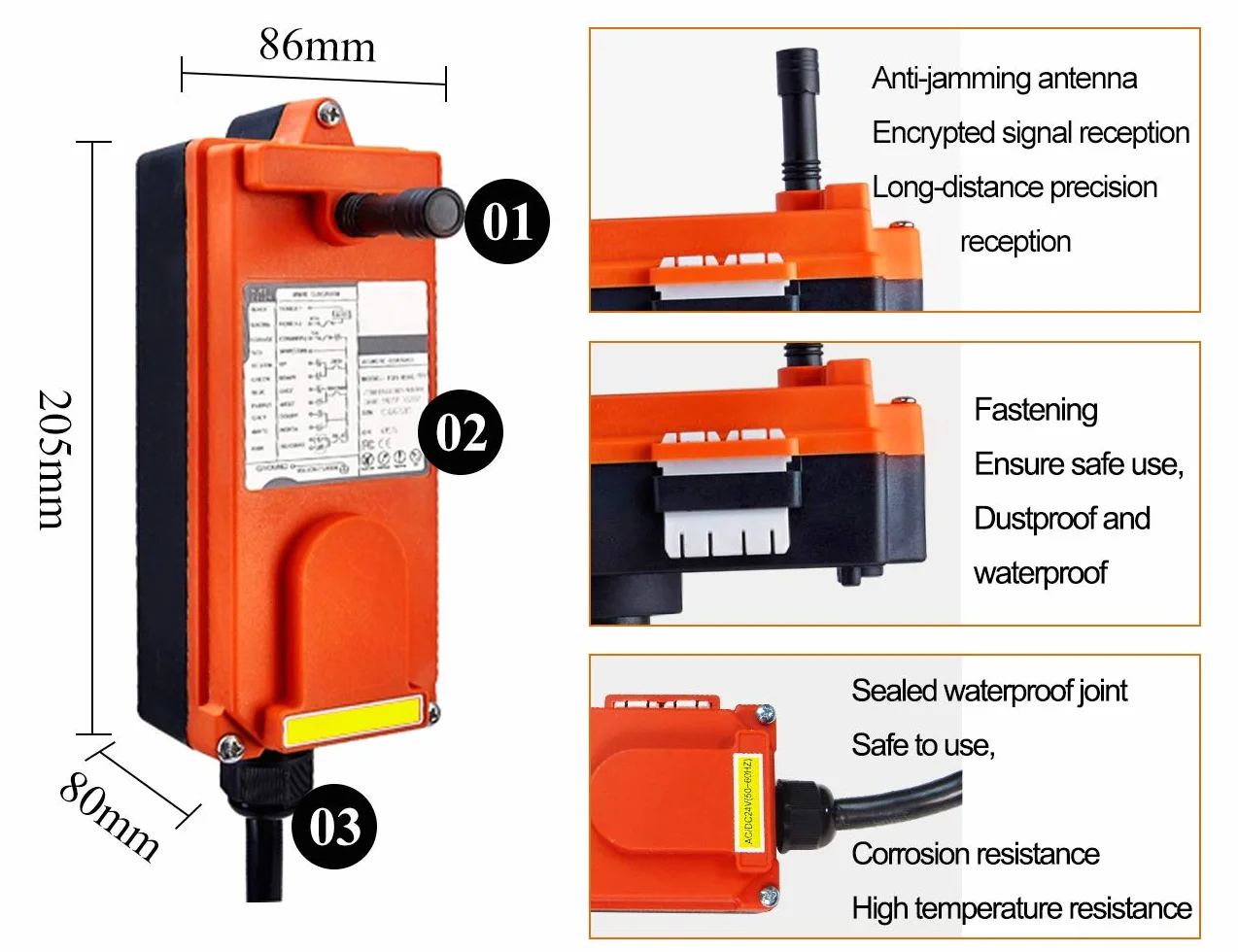 MXBAOHENG Mando para Grua Mando Puente Grua F21-4S 220V Mando para Polipasto Mando Grua 1*Receptor 1* Transmisor