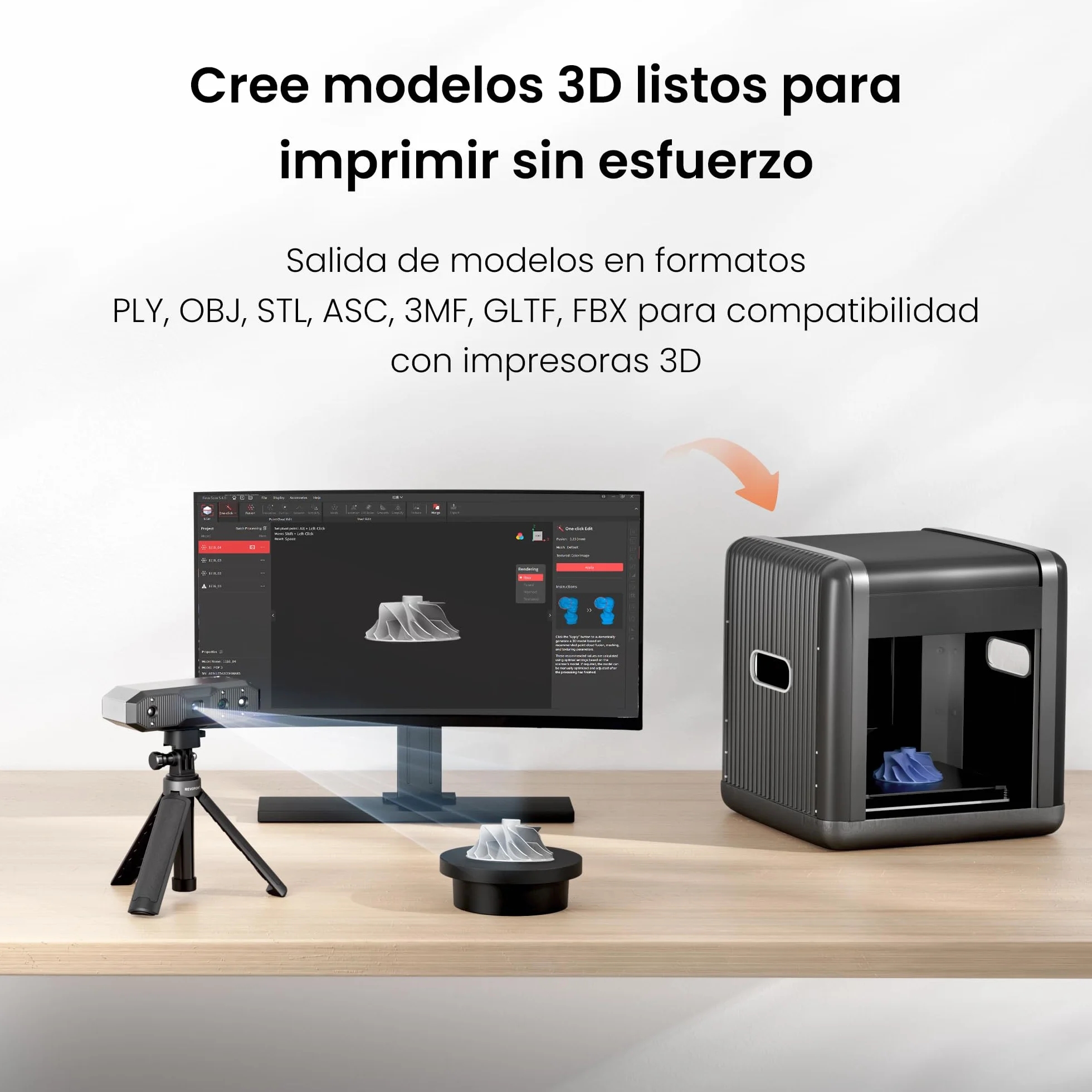 Revopoint MINI 2 Portátil Escáner 3D para Impresión 3D, Precisión 0,02mm, Escaneo Rápido 16 fps, Luz Azul Industrial, Escáner de Color Modelo 3D para Dental, Joyería y Objetos Pequeños, Estándar