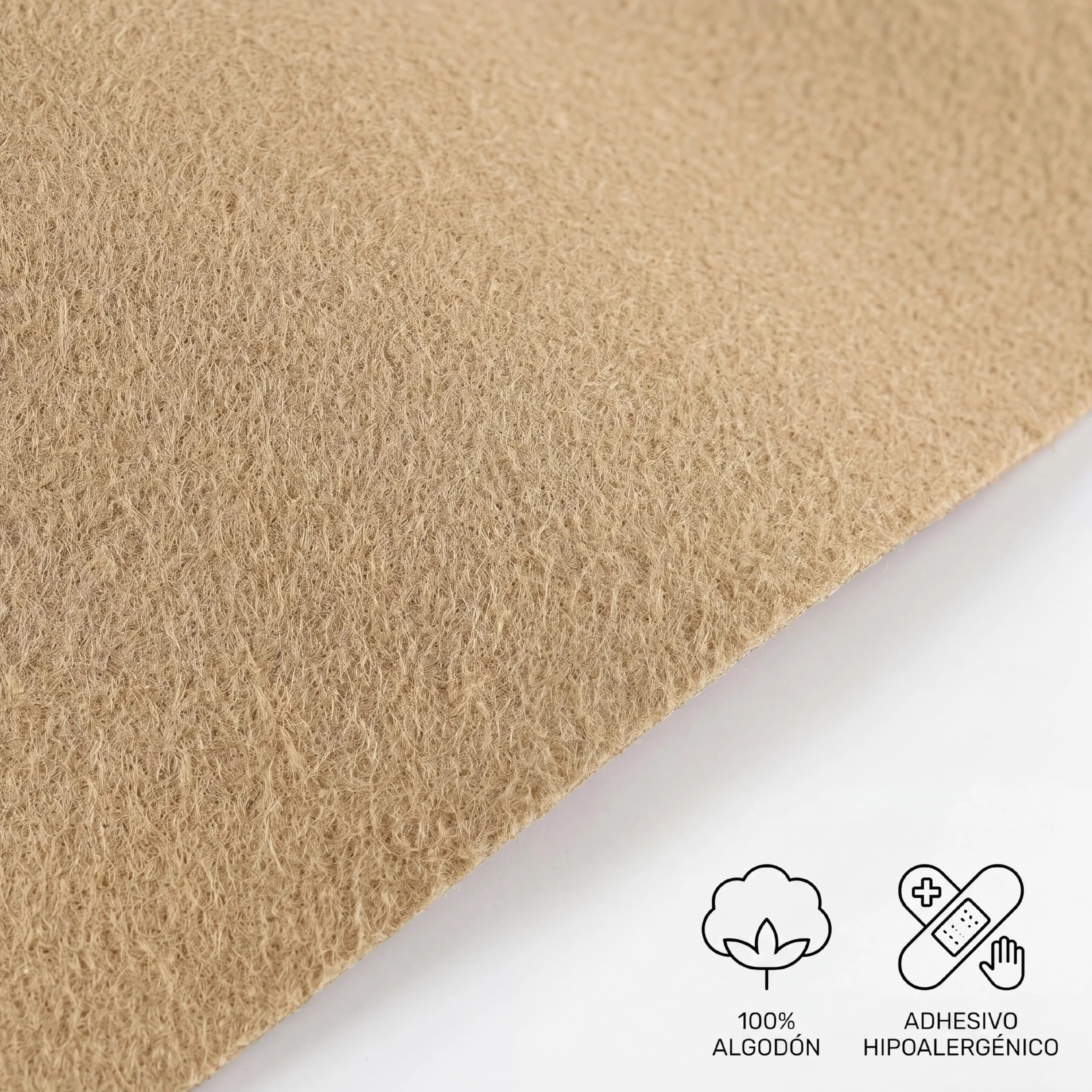 KMINA Rollo Moleskin Beige, Acolchado Adhesivo Recortable para Pies y Calzado, Algodón 100% Terciopelo, 3 m x 25 cm