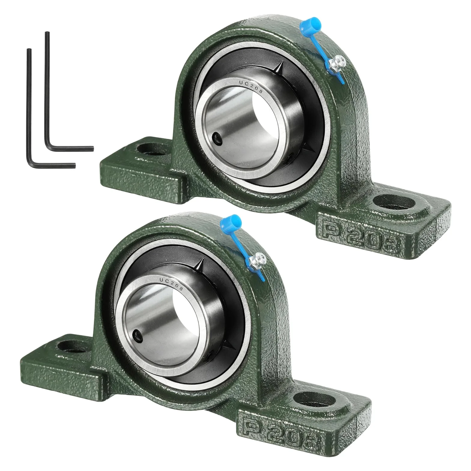 2Pcs Cojinetes de Bloque de Almohada Ucp208 de 40mm de Diámetro, Autoalineación, Base de Hierro Fundido, Cojinetes de Acero Cromado Montados