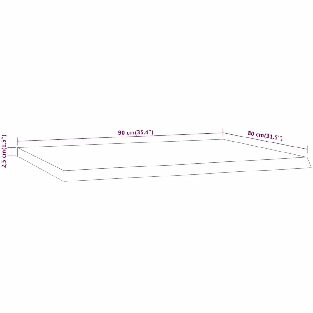 vidaXL Tablero Rectangular, Superficie de Mesa, Tablero de Trabajo Comedor, Superficie para Oficina, Madera de Acacia Borde Vivo 90x80x2,5 cm