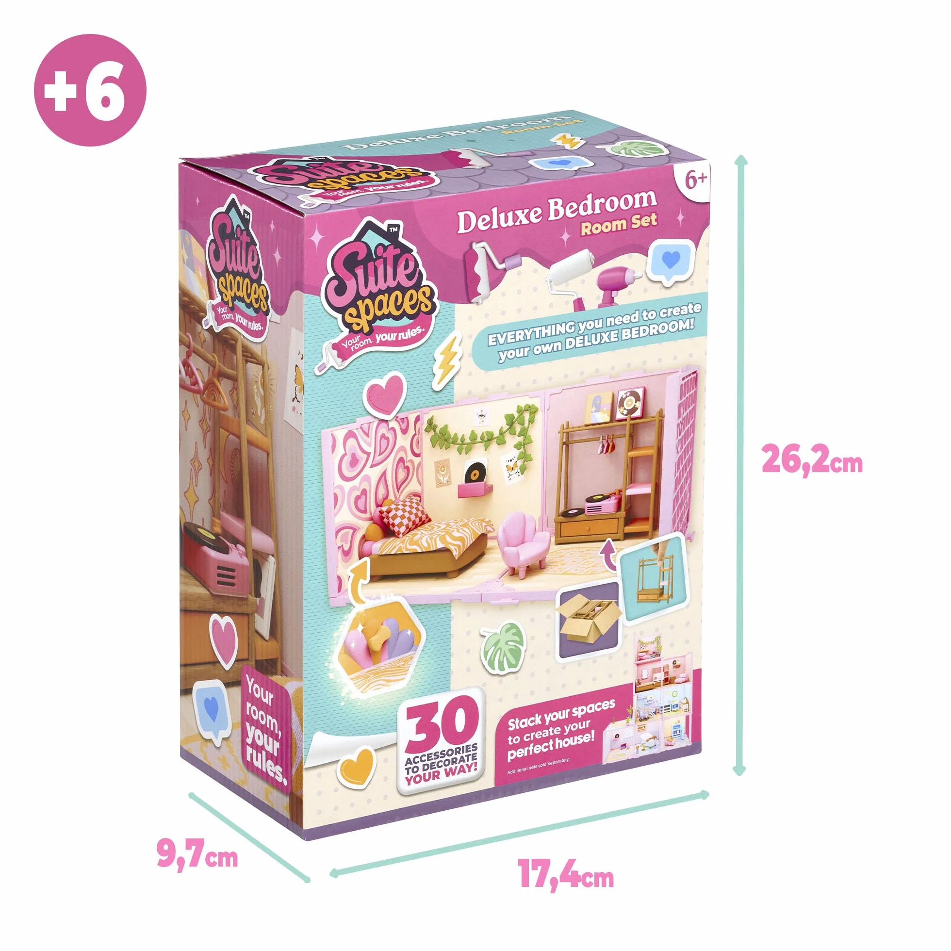 Bizak Suite Spaces Diseña tu Dormitorio Deluxe Set DIY Modular XL Personalizable con Doble Espacio 30 Accesorios