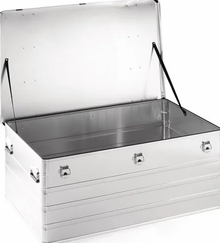 Caja de aluminio L1192xAn790xAl515mm 415l con cierre de bisagra y esquinas de apilado