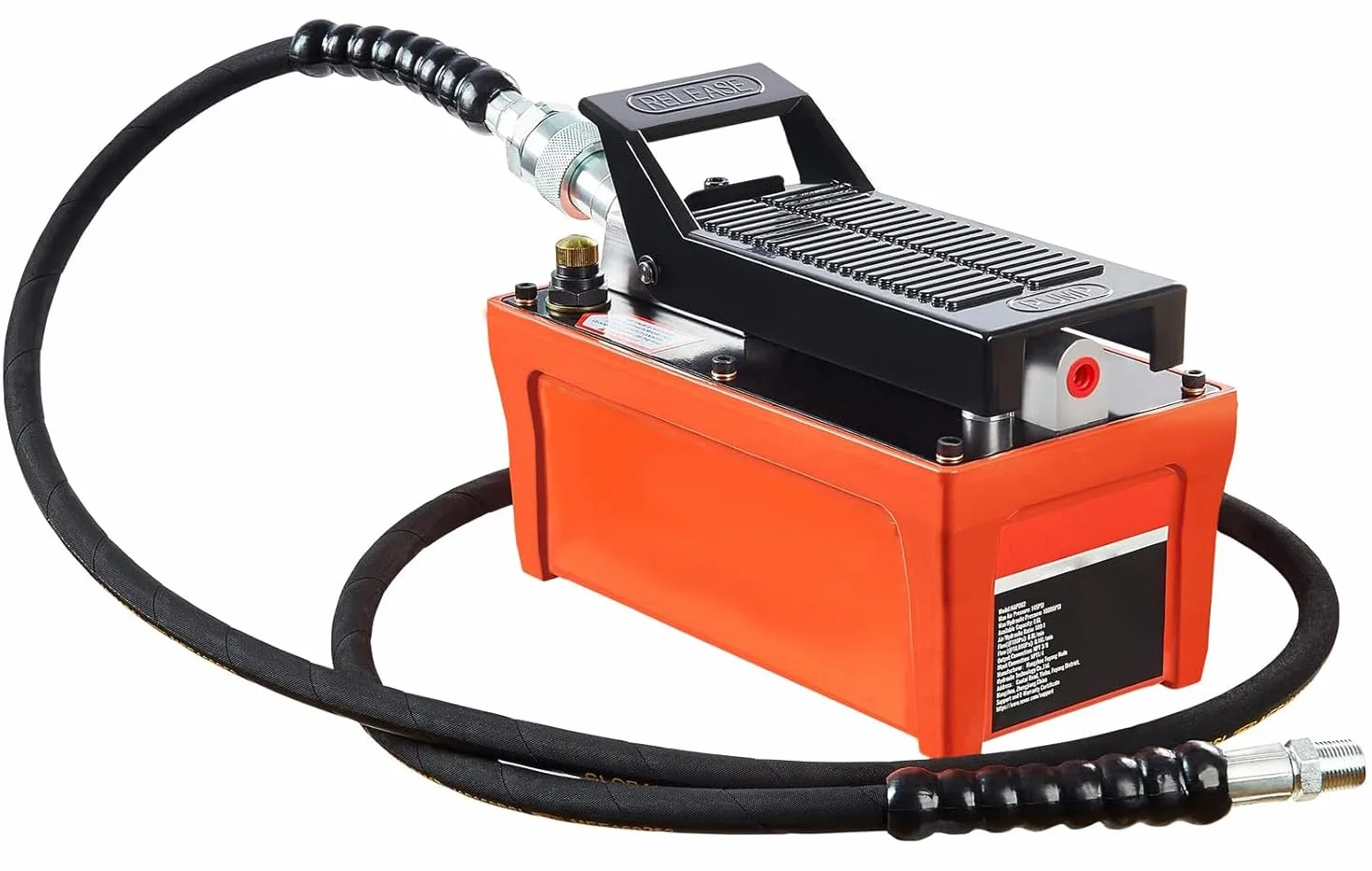 JOMAFA Bomba Hidráulica Neumática 10000 PSI 1.6 litros - Bomba de Aceite para Gato Hidráulico, Prensa o Equipo de Elevación - Alta Presión, Acero - para Taller, Industrial o Uso Pesado