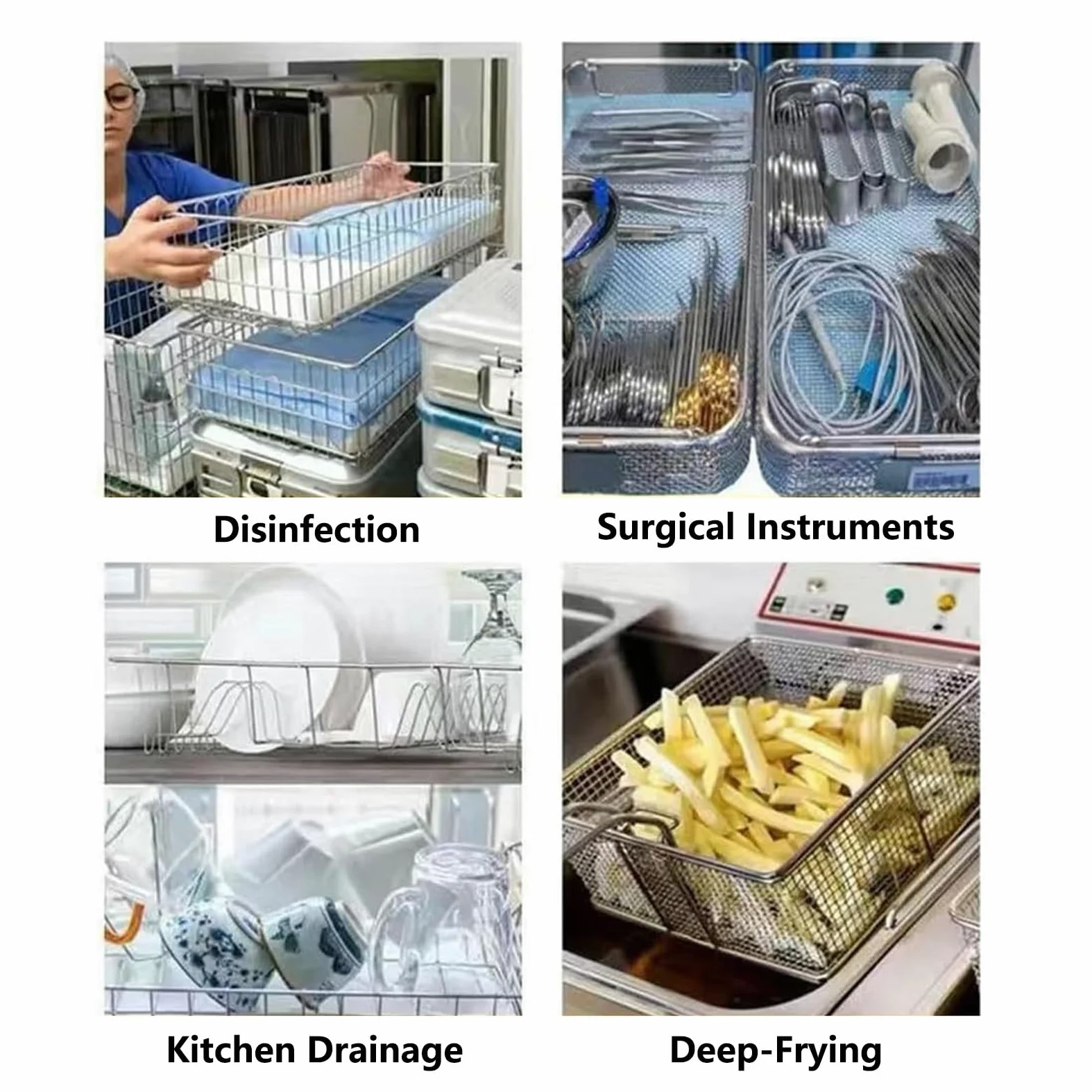 Cesta de Esterilización de Acero Inoxidable con Orificios | Estructura Reforzada,Asas Reforzadas,Apta for Laboratorios Hospitalarios(45x30cm/17.7x11.8in,1PCS)