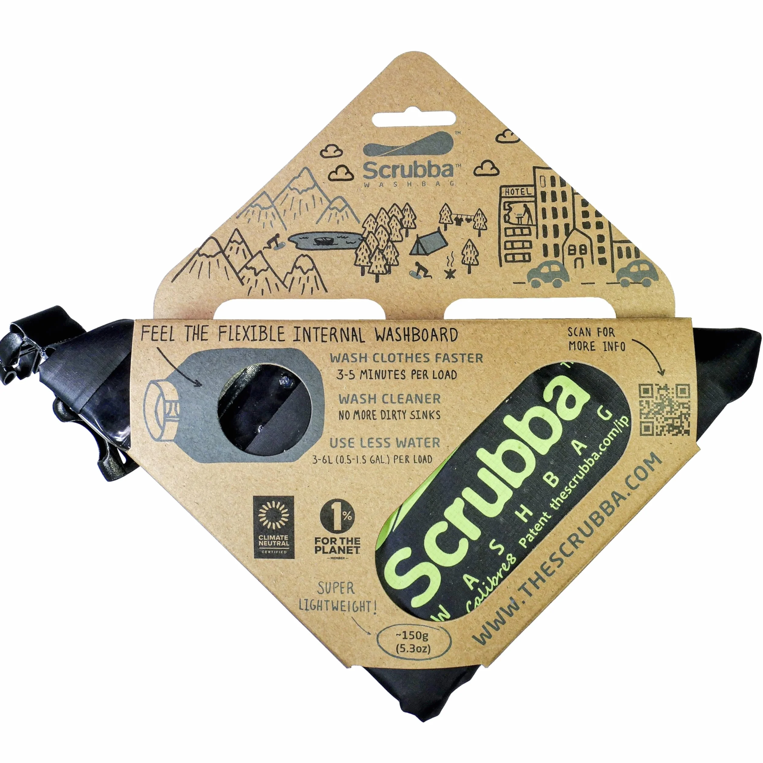 Scrubba Bolsa de Lavado Portátil 2.0 Impermeable para Viajes Camping Senderismo