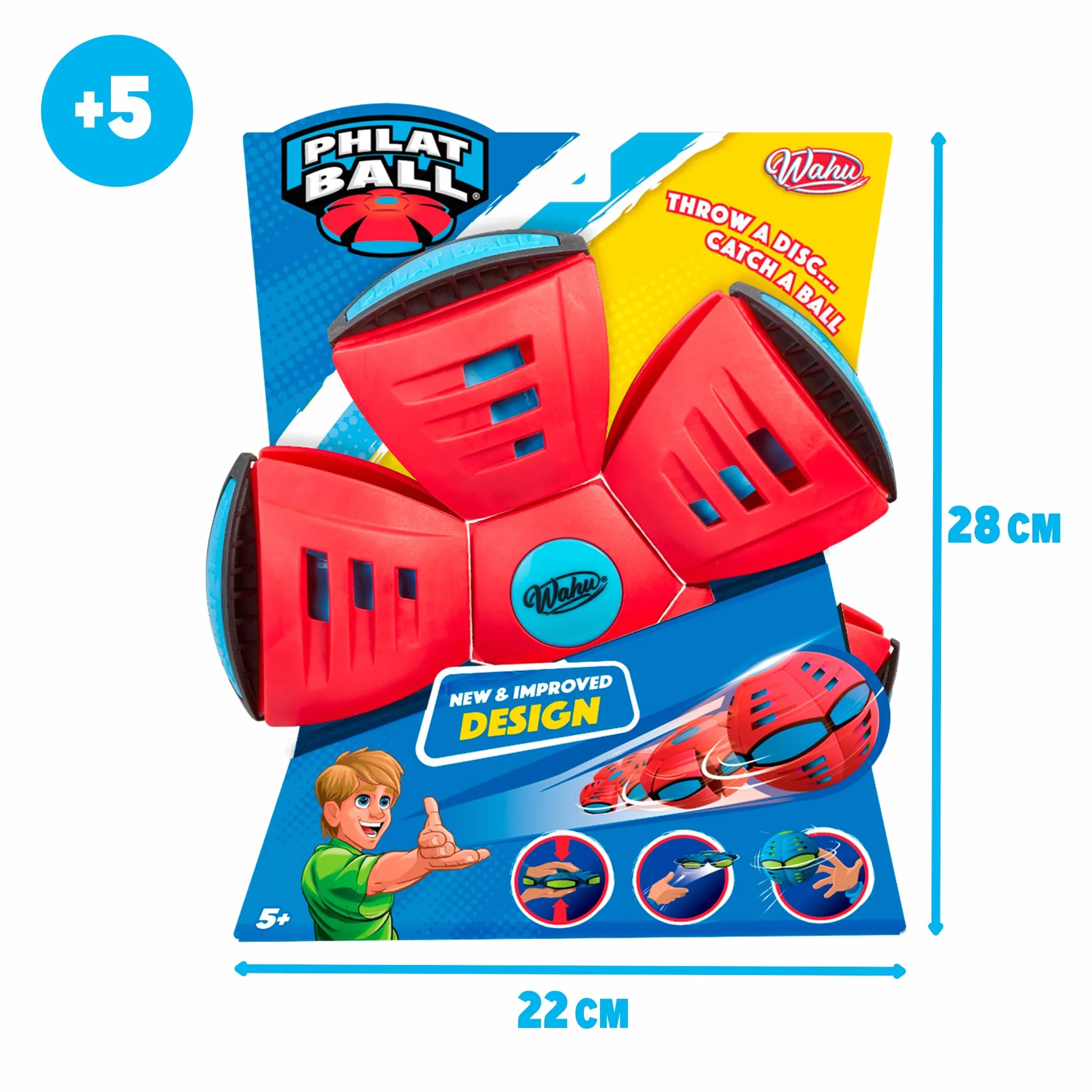 Bizak Phlat Ball Color Azul, Disco y Pelota 2 en 1 Aplastable y Portátil, Juguete Activo para Exterior, Niños Desde 5 Años