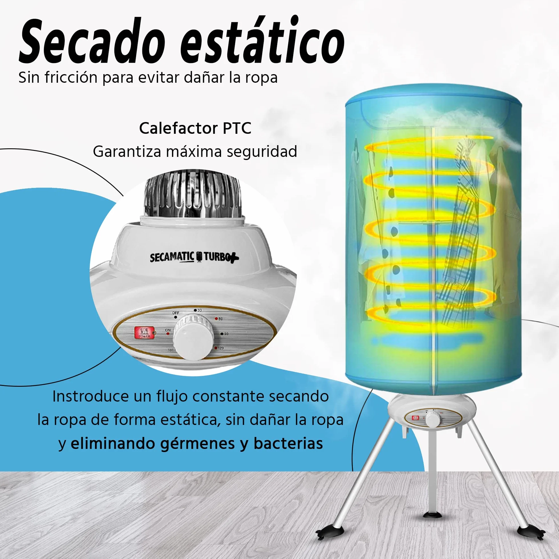 Secamatic Turbo Plus Secadora de ropa portátil 1000W 10 kg aire caliente
