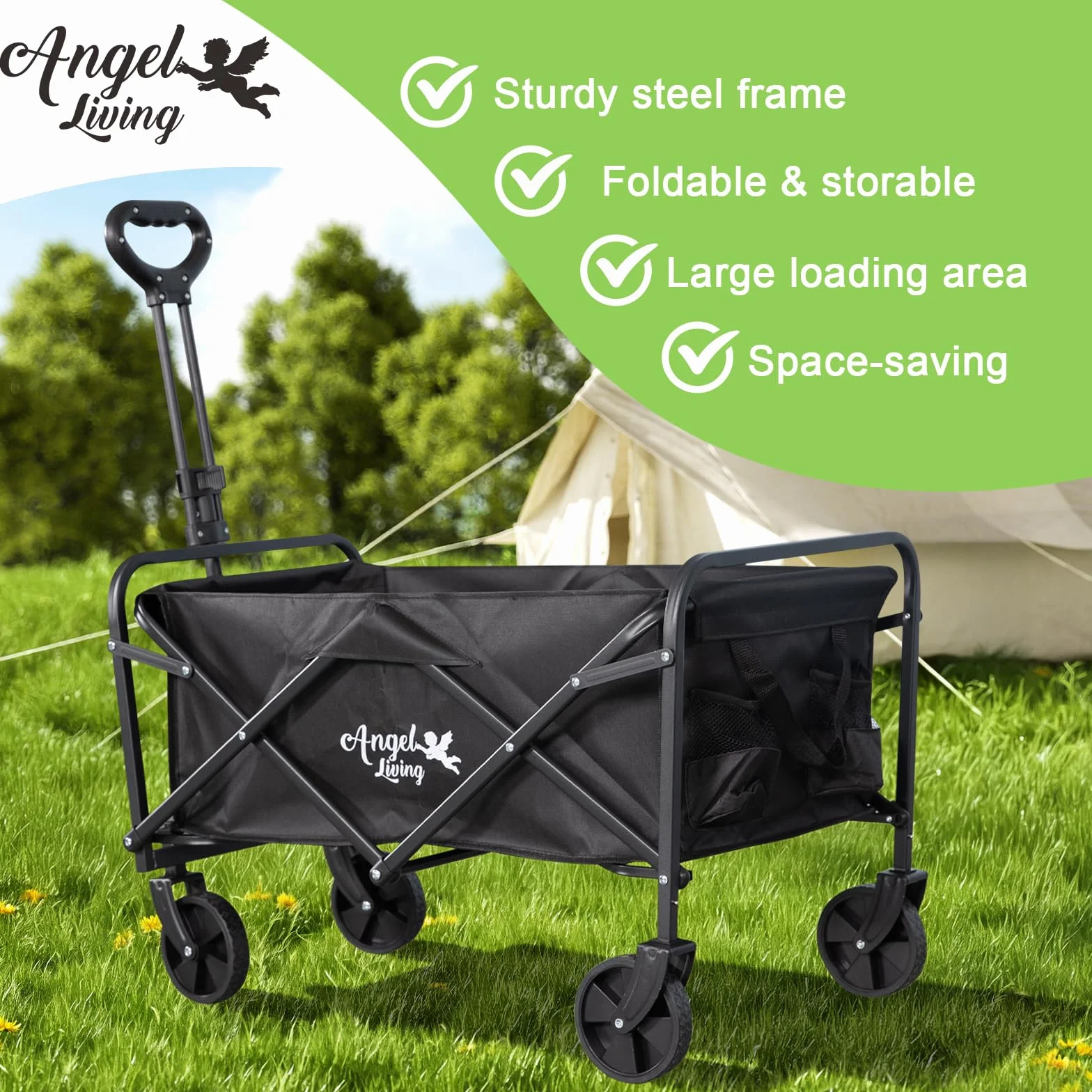Carro Plegable Angel Living 200L 100KG 5'' Ruedas Mango Ajustable