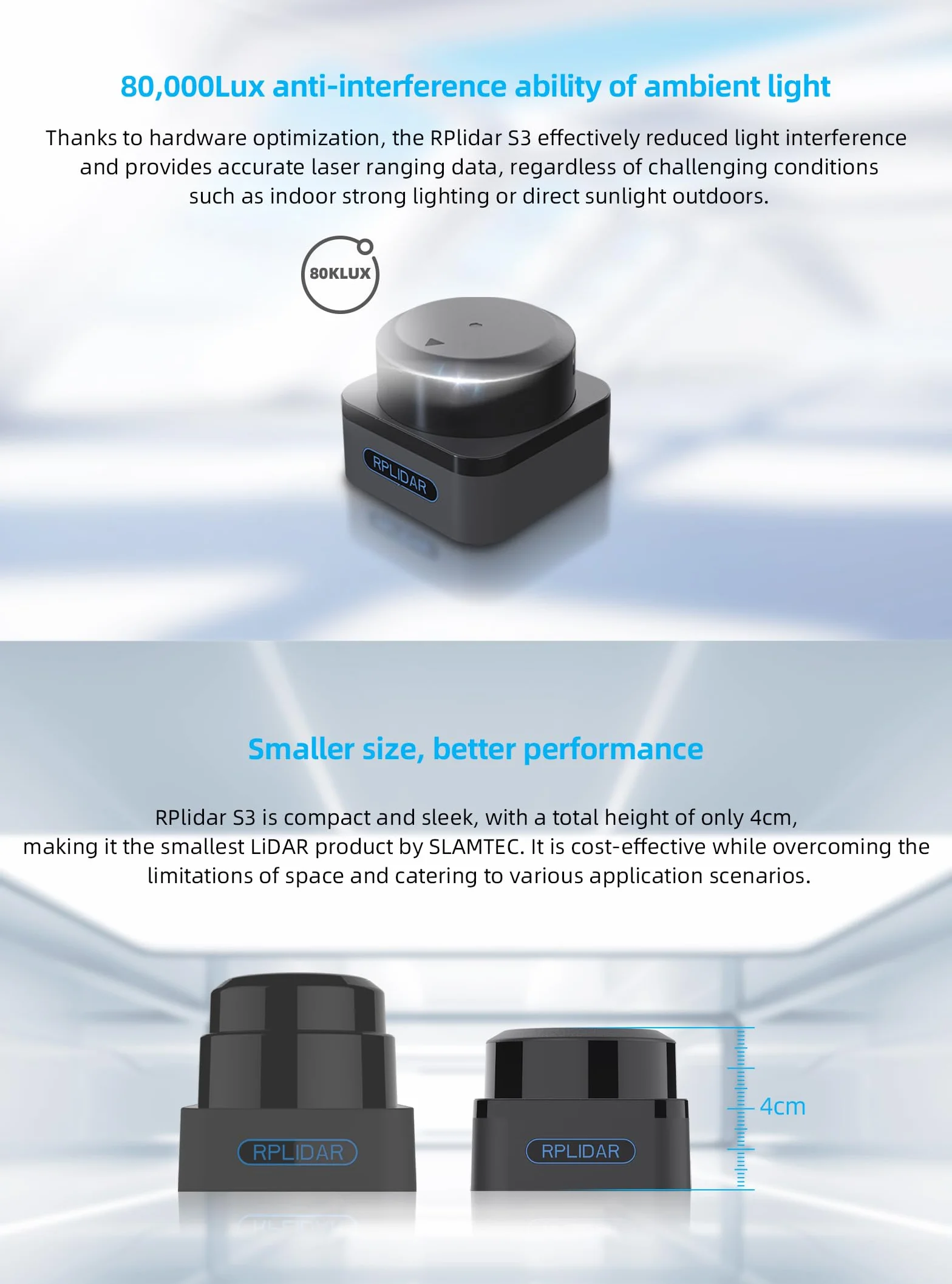WayPonDEV RPLIDAR S3 360 Degree 2D Lidar Sensor 40m Scanning Radius IP65 Slam Ros LIDAR Scanner Distance Module for Obstacle Avoidance and Navigation of Robots AUV