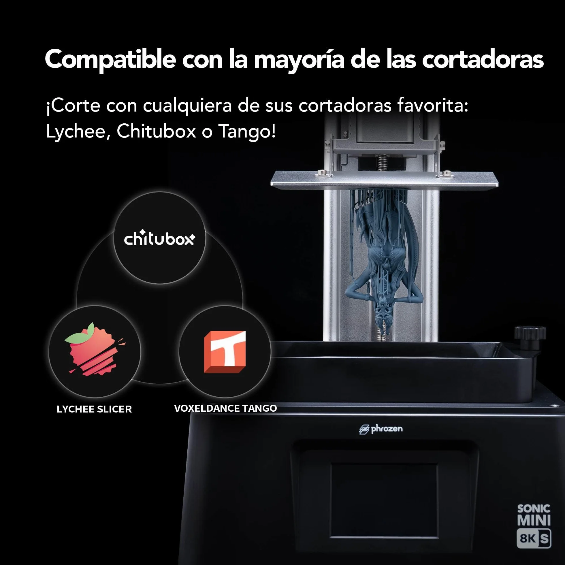 Phrozen Sonic Mini 8K S Impresora de Resina | 7.1" 8K Mono-LCD 3D Resin Printer | Precisión Ultra Alta 22µm, Tamaño de Impresión 165x72x170 mm | 3D Printer para Principiantes