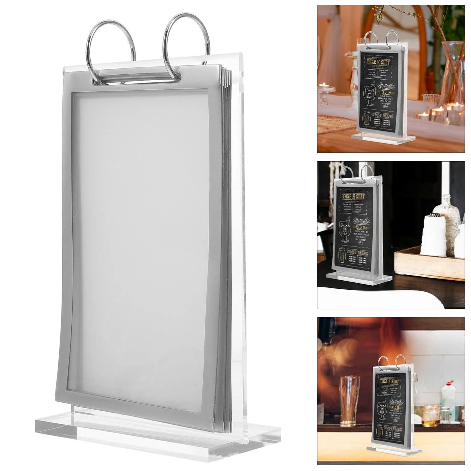 SEWACC 5 Elegantes Caballetes Para Exhibir Menús Y Carteles Con Base Para Restaurantes Y Oficinas.