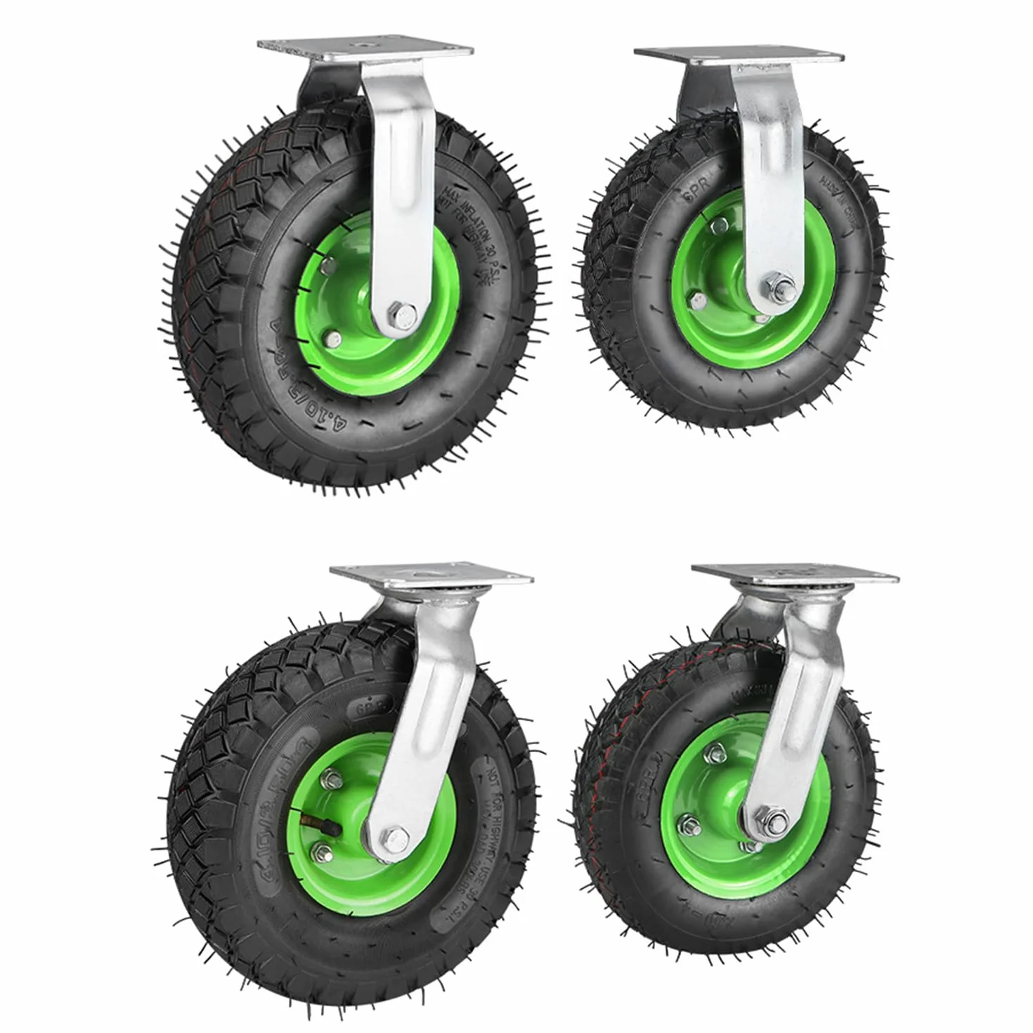 Ruedas Para Muebles Pesados 215mm, Juego De 4 Ruedas Giratorias Neumáticas Silenciosas Sobre Llantas De Acero Con Amortiguación