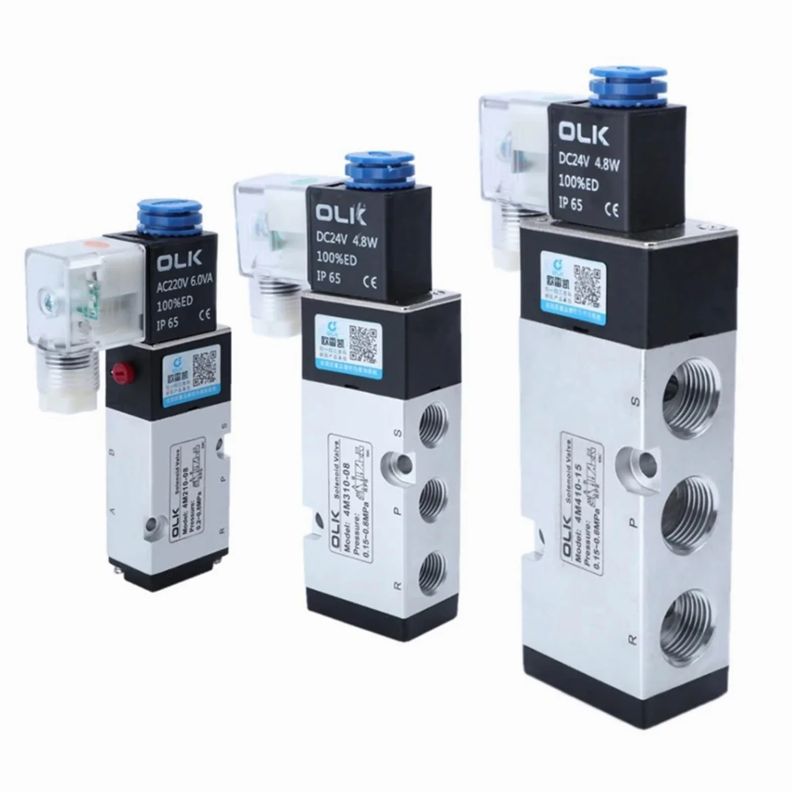 4M210-08 4M310-08 4M410-10 Válvula solenoide eléctrica neumática de Cinco vías, 2 Posiciones, 3 Puertos, Control de válvula de Aire electromagnética.(4m210-08 Pc10-02,AC24V)