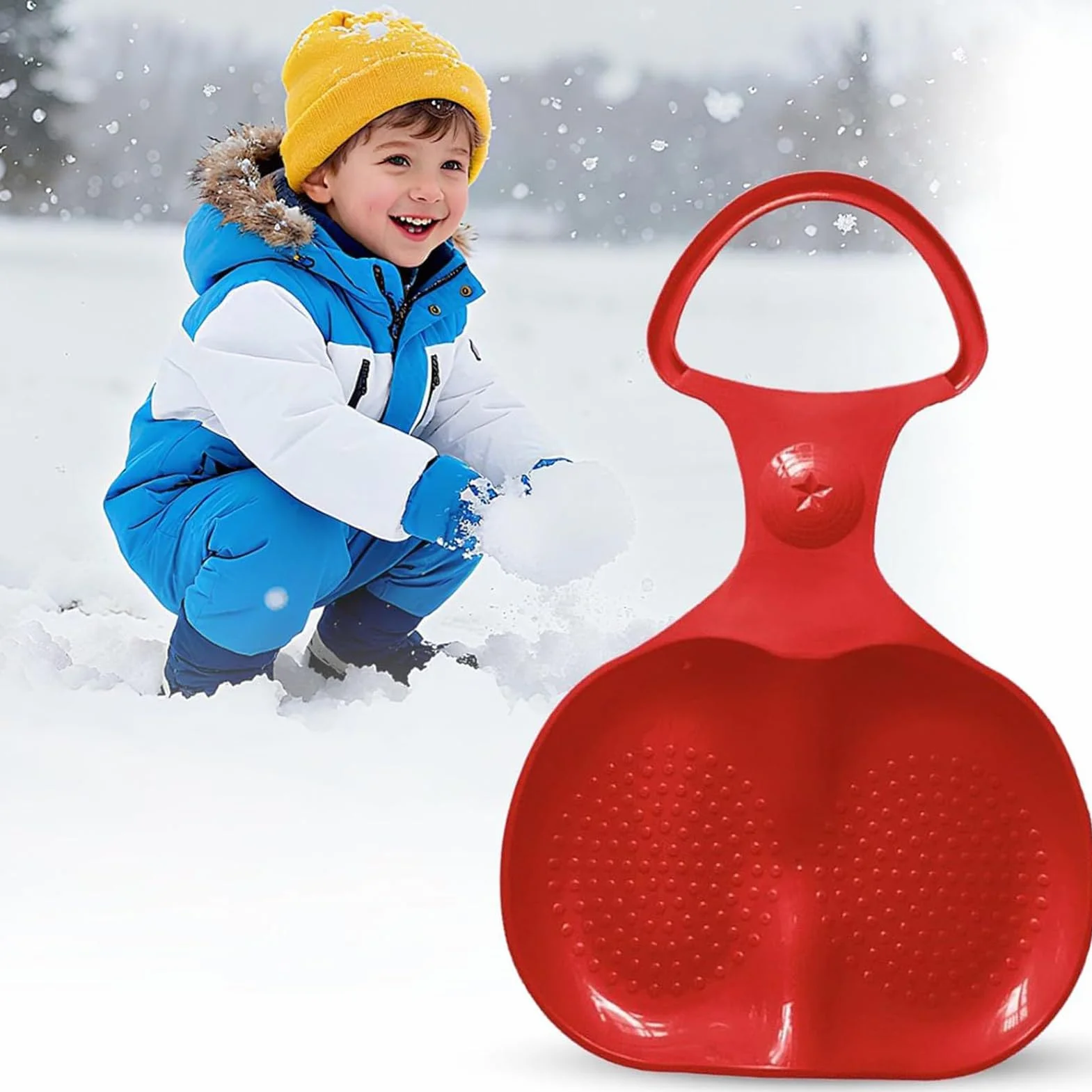 Trineo de nieve Bob con asa para familias, niños y adultos