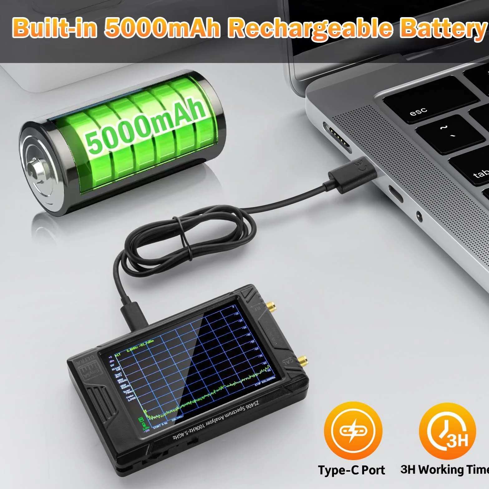 AURSINC TinySA Ultra+ ZS406 Analizador de Espectro, 2025 Actualizado HW V0.4.6 de 4.0 pulgadas 100kHz-5.4GHz con tarjeta de 32Gb, generador de señal 2 en 1 de 100kHz a 900MHz MF/HF/VHF/UHF Entrada