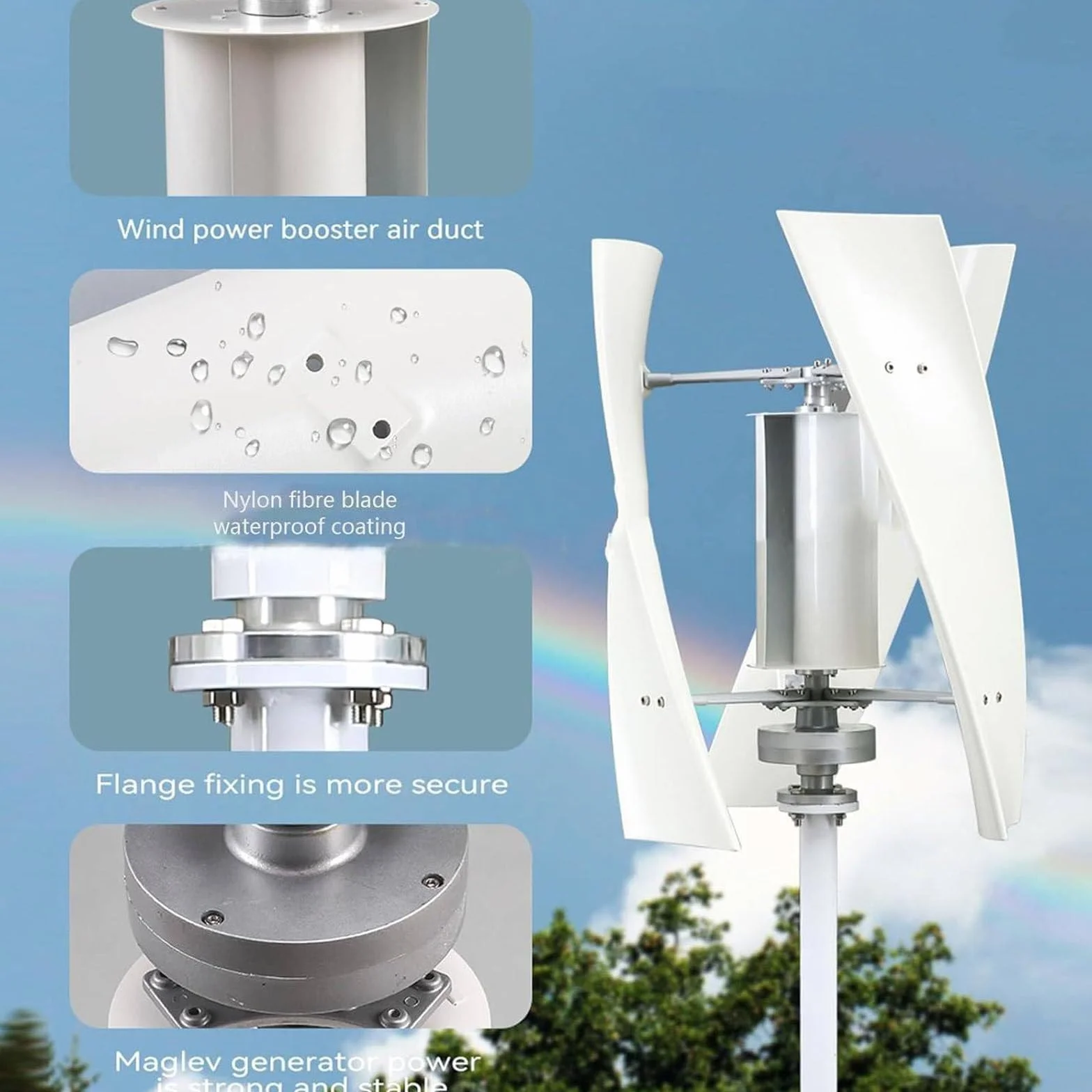 Kits Generador Turbina Eólica 5000W/9000W, Turbina Eólica Levitación Magnética Vertical,Generador Viento Vertical Levitación Magnética Turbina Eólica Vertical para Barco Doméstico,5000W-12V