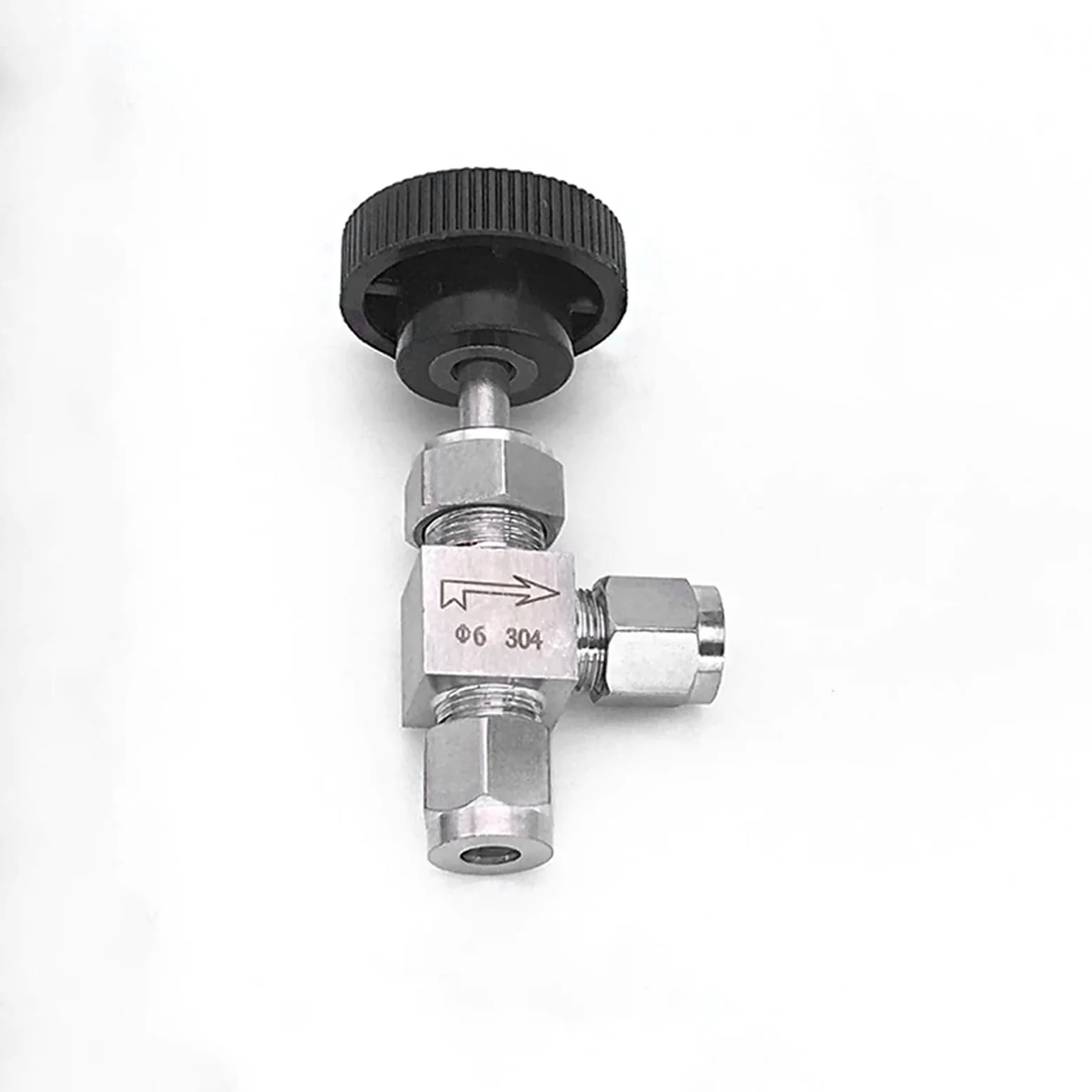 Ajuste 3 6 8 10 12mm 1/8 "1/4" 3/8 "OD Tubo de compresión 304 Acero Inoxidable 90 ángulo Codo válvula de Aguja grúa Agua Gas Aceite propano(10mm)