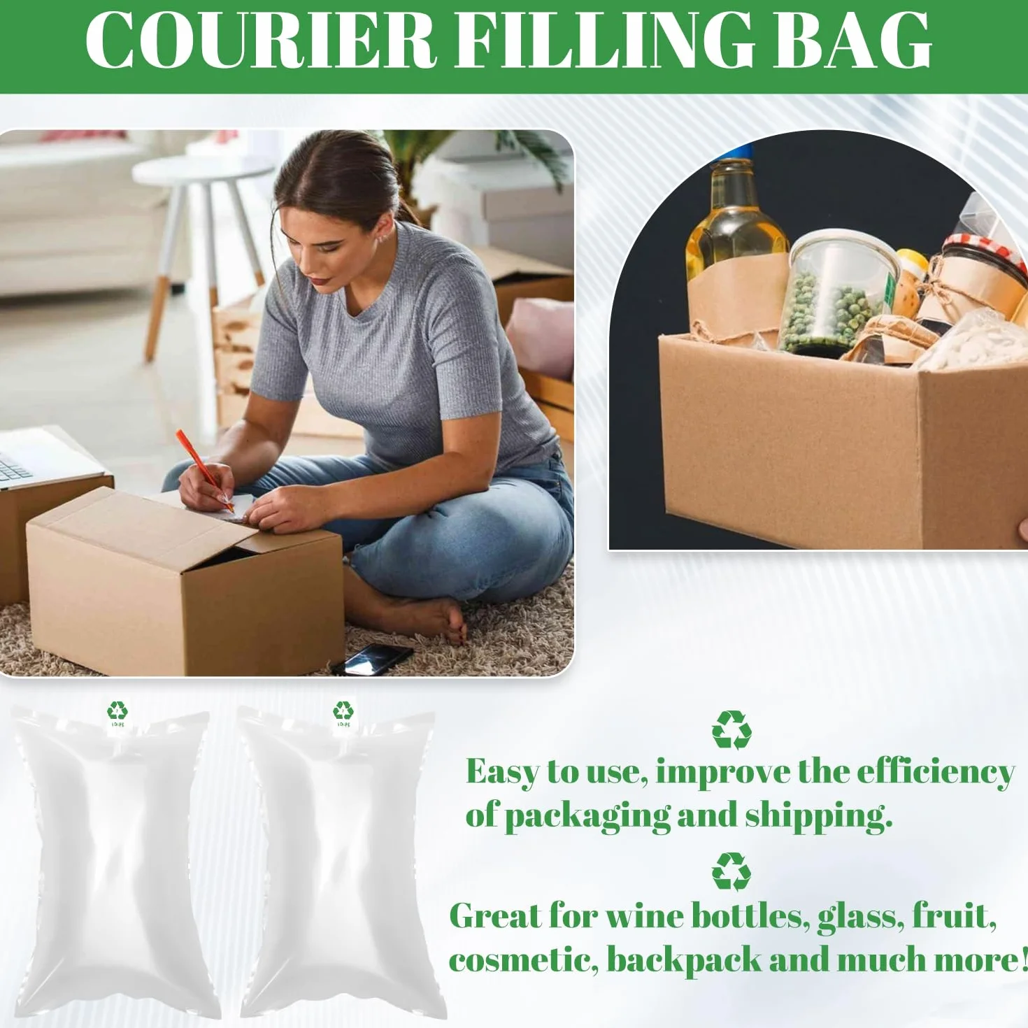 Bolsas de aire inflables transparentes 10×20cm, pack de 100, relleno protector para embalaje