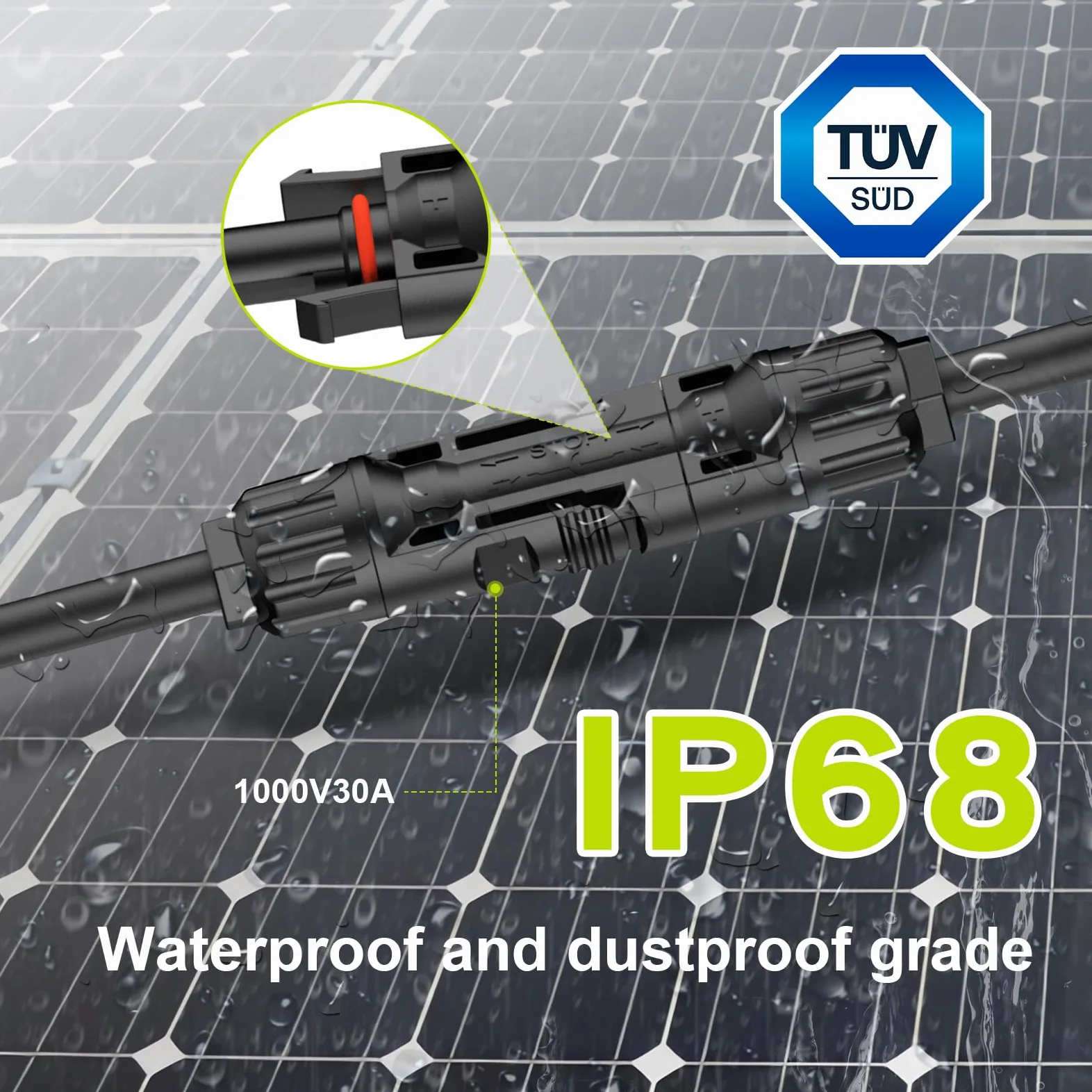 Paquete de 2 conectores solares para paneles solares 2-3-4-6-8, conectores de paneles solares sin herramientas de 10 AWG, divisor de panel solar impermeable, adaptador paralelo de rama de 2 a